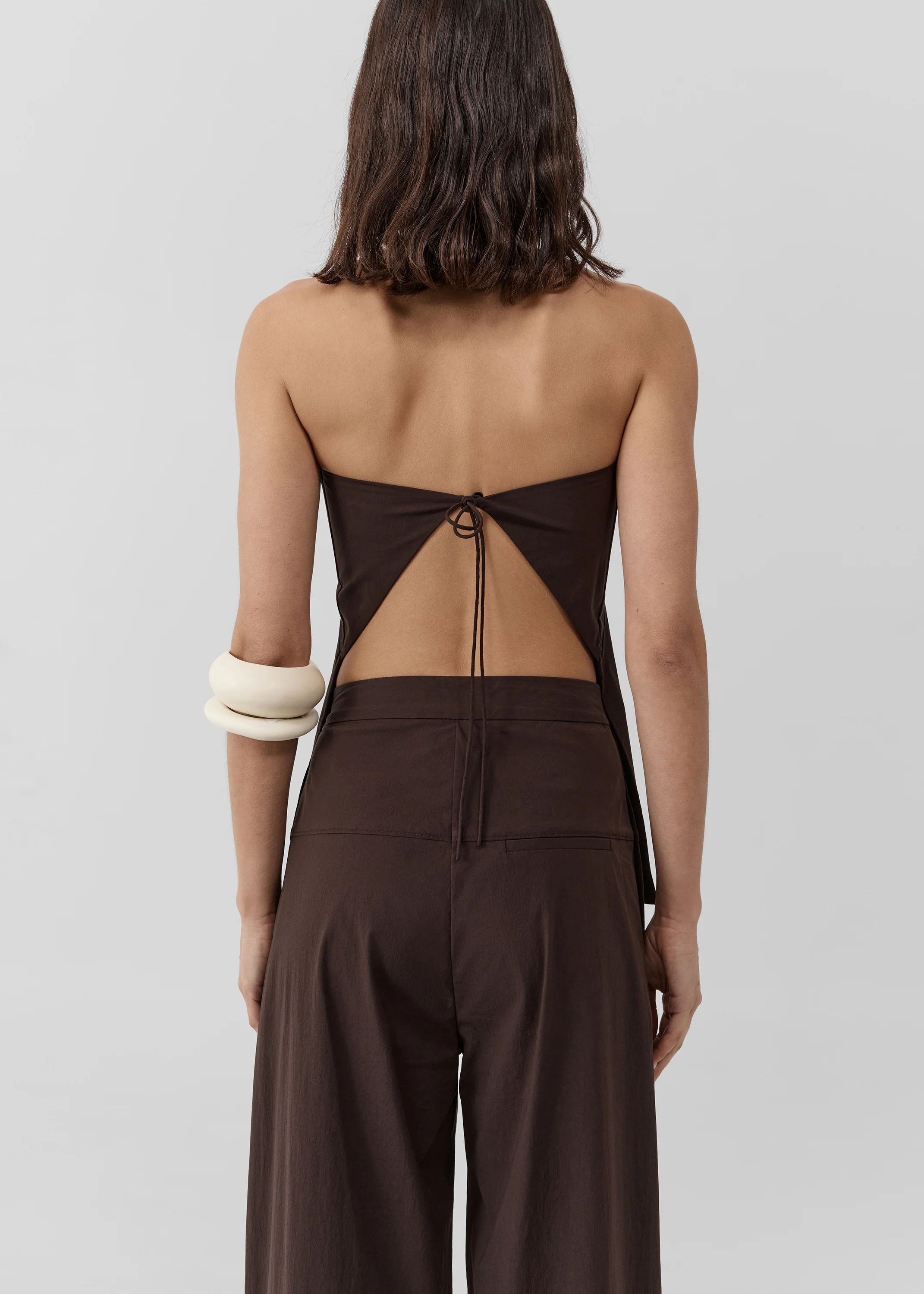 St. Agni Strapless Rouleau Tie Top - Bark - Image 2