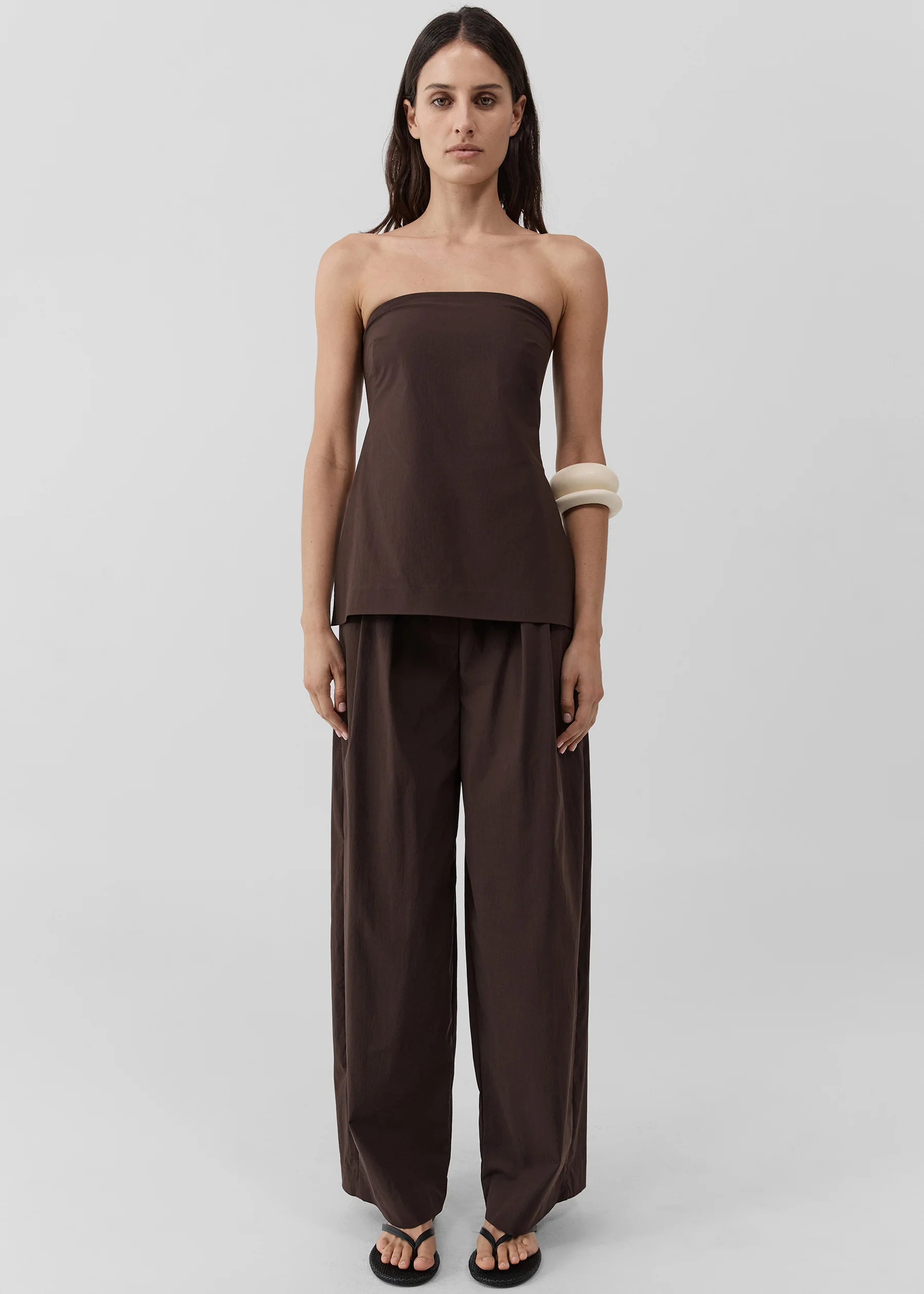 St. Agni Strapless Rouleau Tie Top - Bark - Image 3