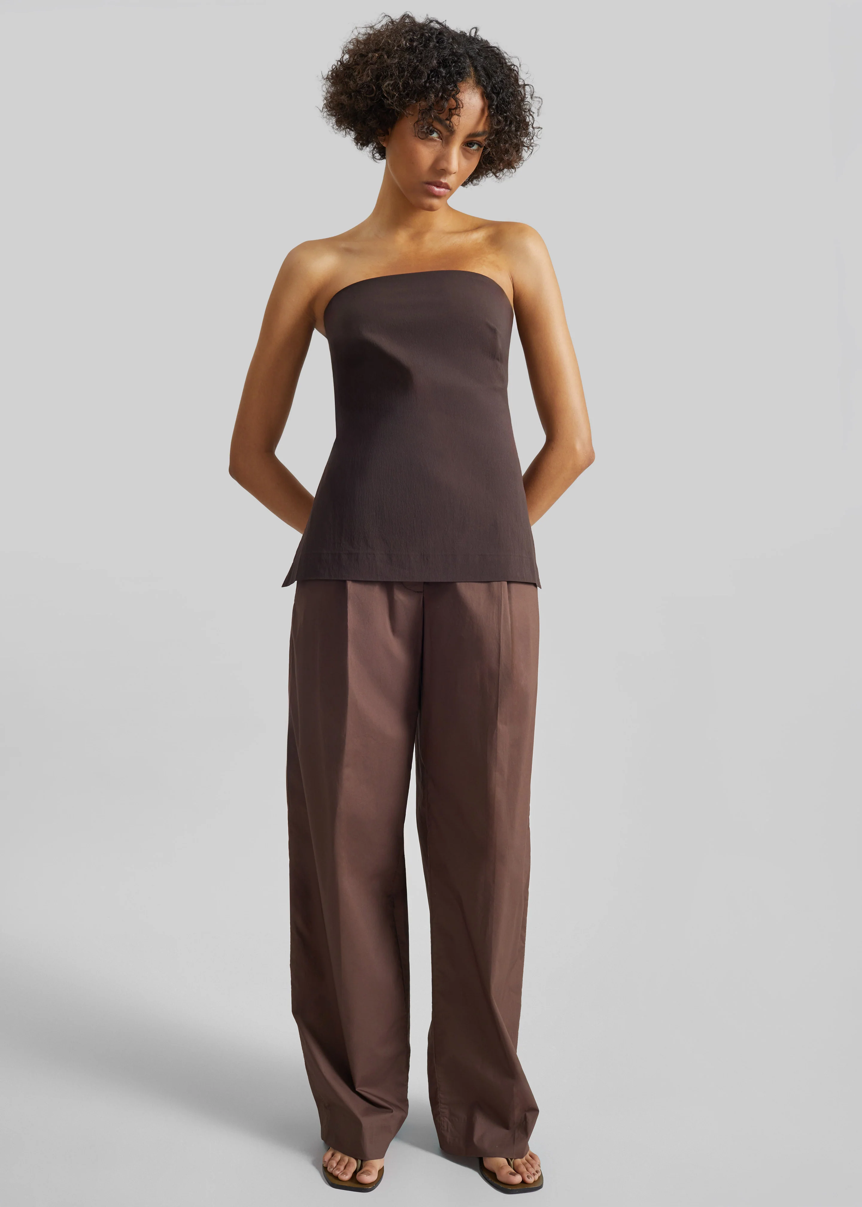St. Agni Strapless Rouleau Tie Top - Bark - Image 5