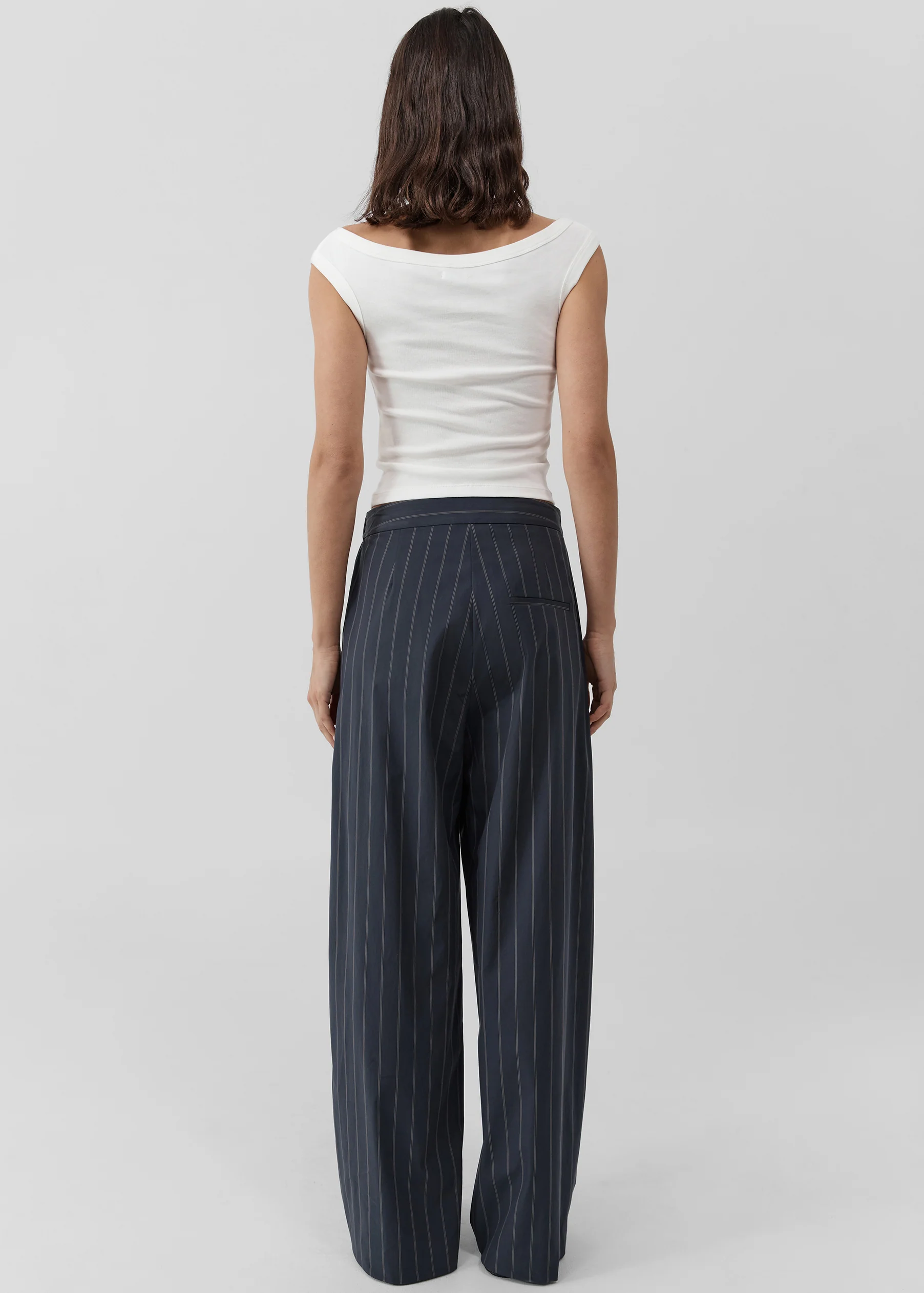 St. Agni Stripe Relaxed Pleat Pants - Ink Stripe - Image 5