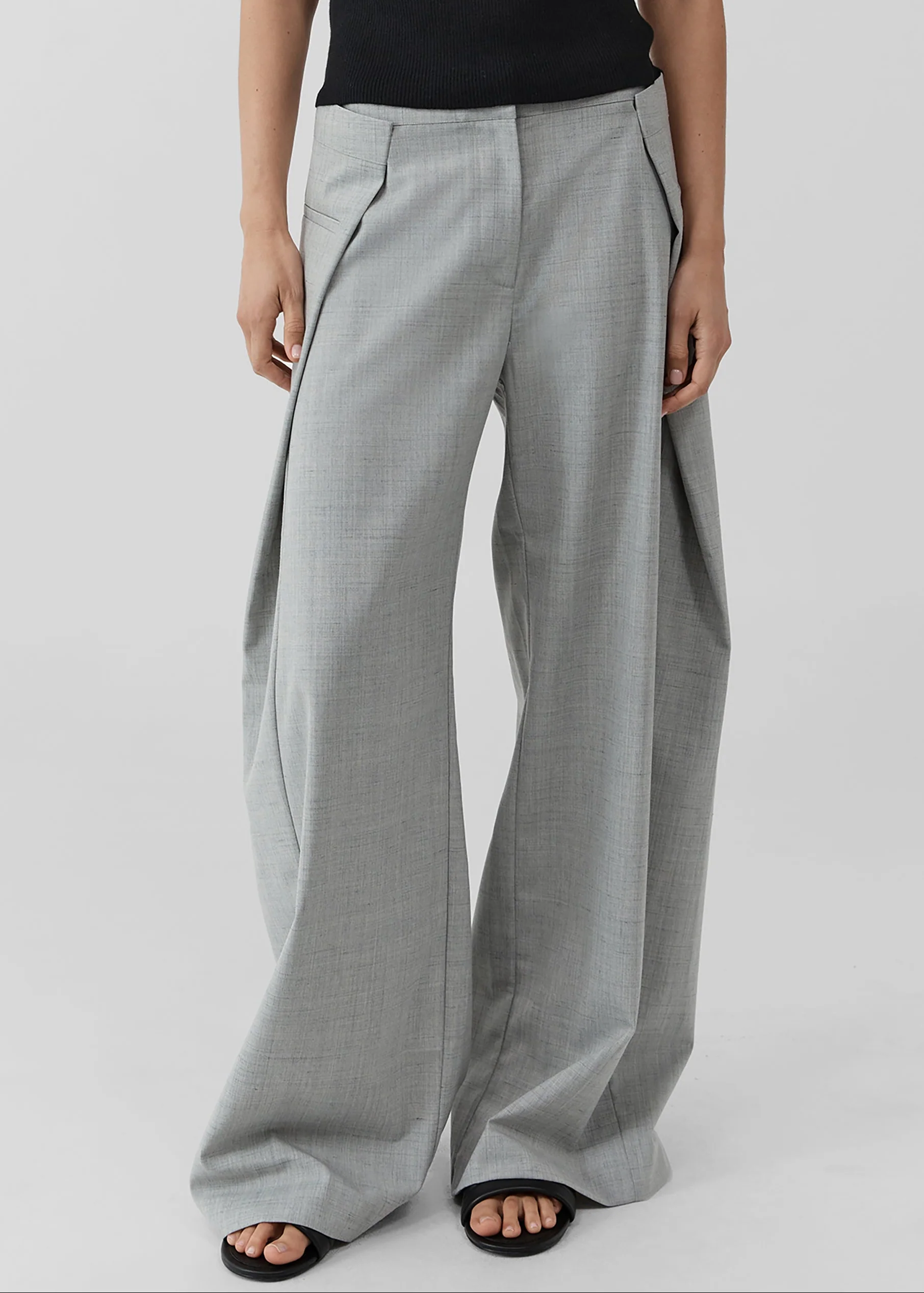 St. Agni Tailored Fold Pants - Concrete - Image 2