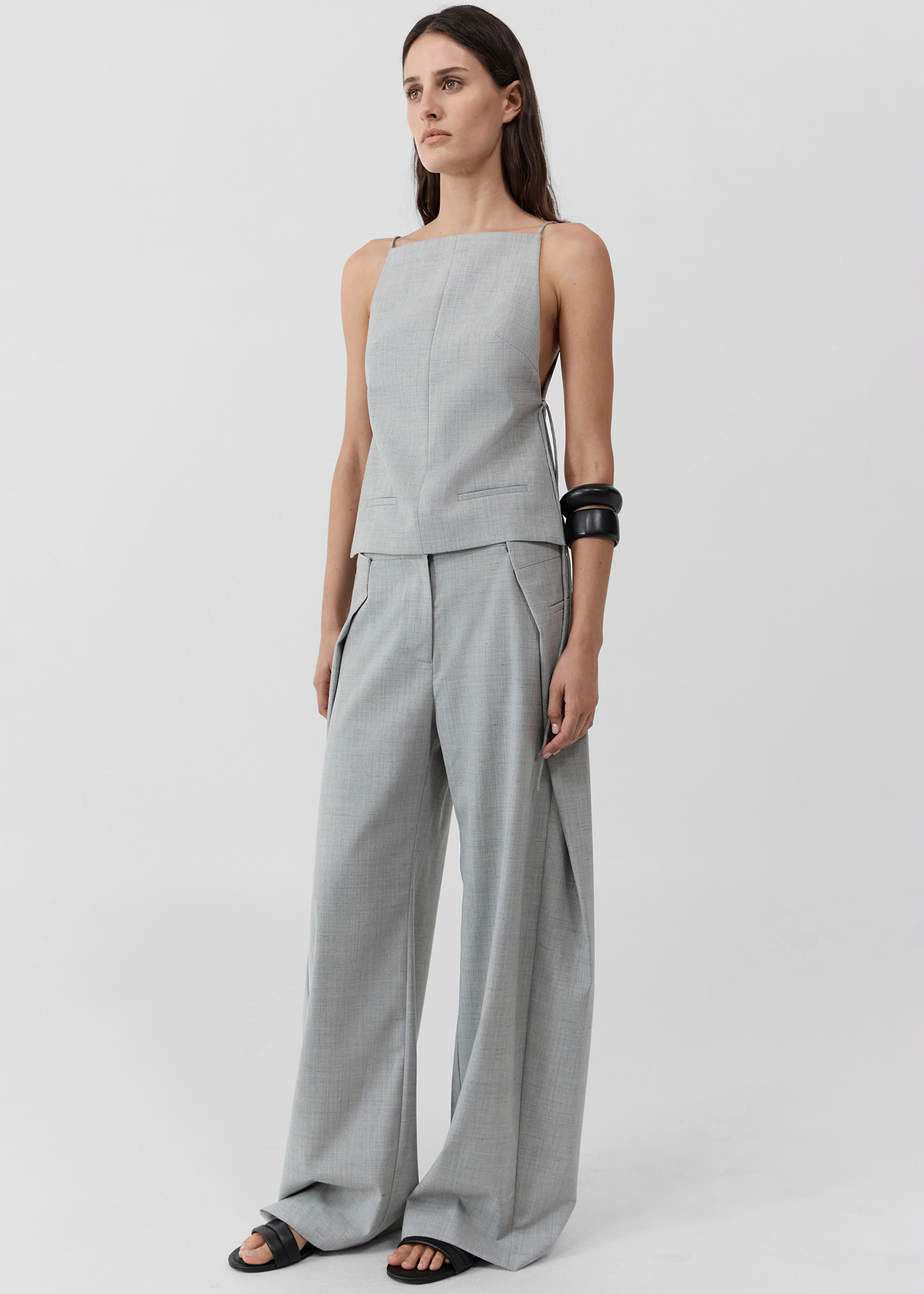 St. Agni Tailored Fold Pants - Concrete - Image 4