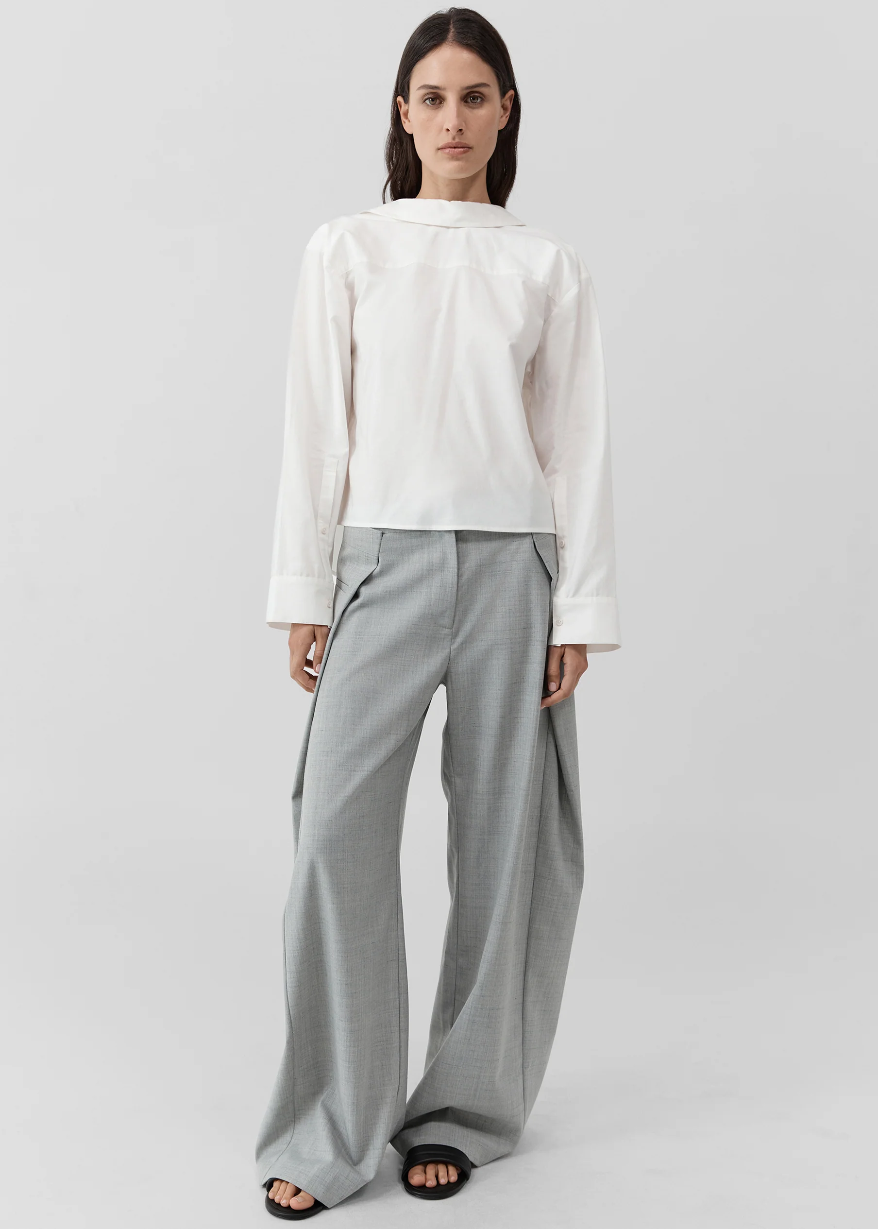 St. Agni Tailored Fold Pants - Concrete - Image 5