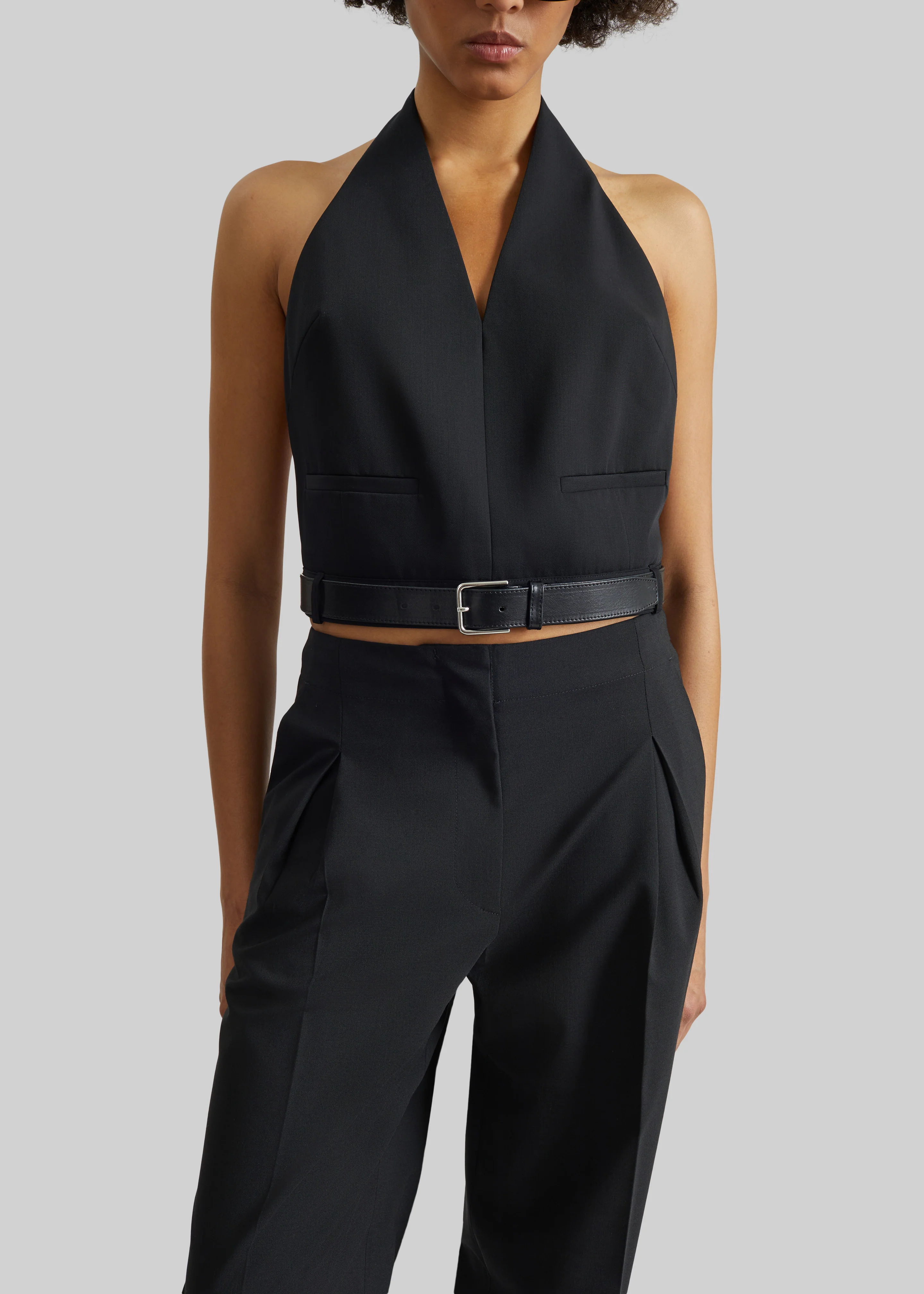 St. Agni Upside Down Halter Top - Black - Image 2