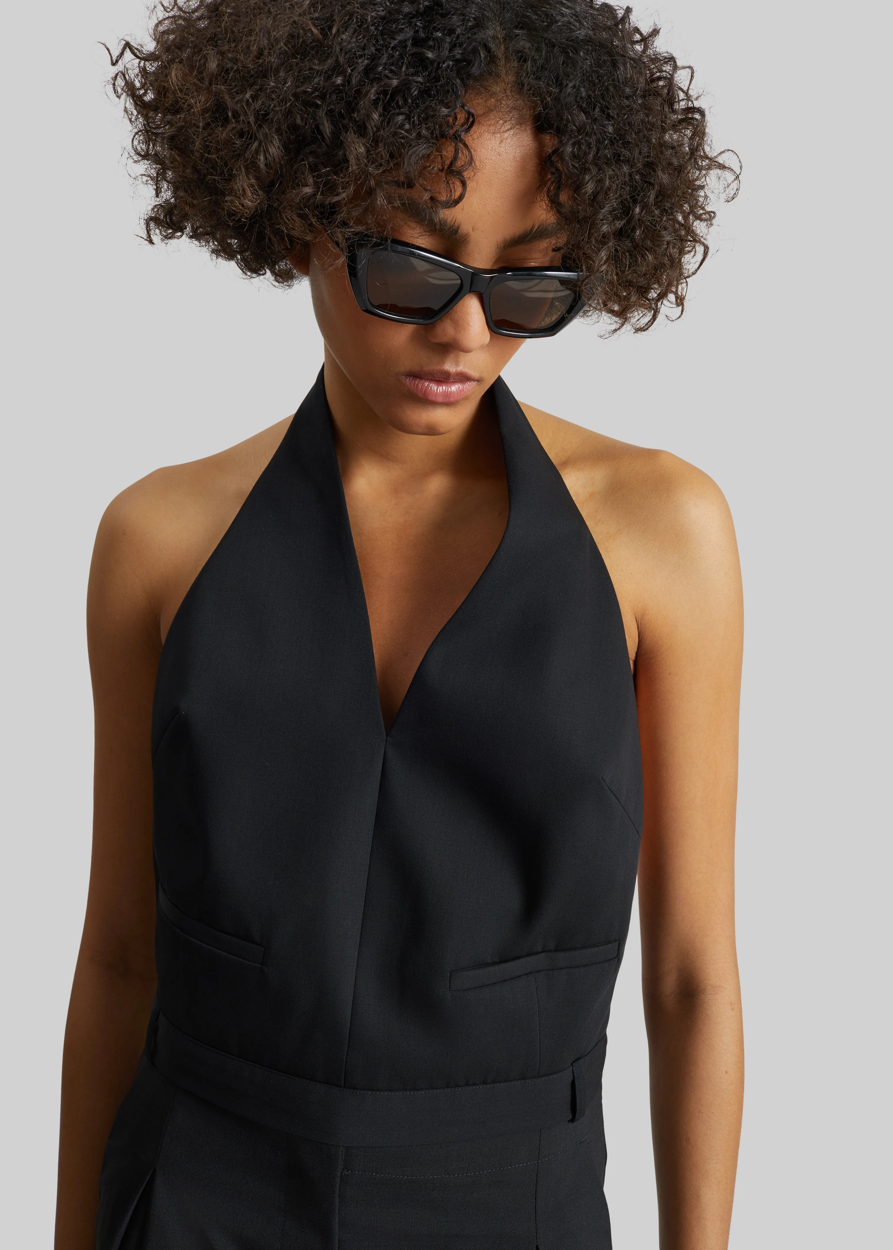 St. Agni Upside Down Halter Top - Black - Image 3