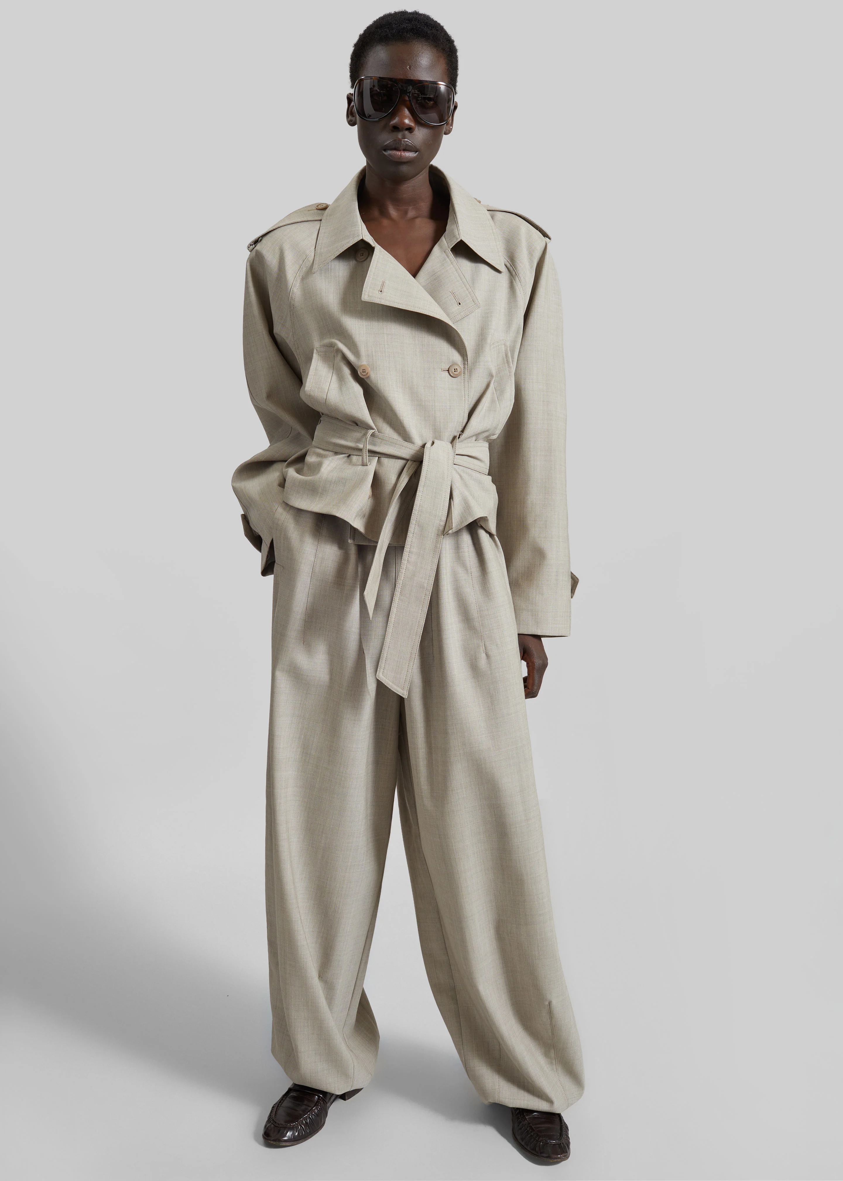 Stan Cropped Trench - Beige Melange - Image 2