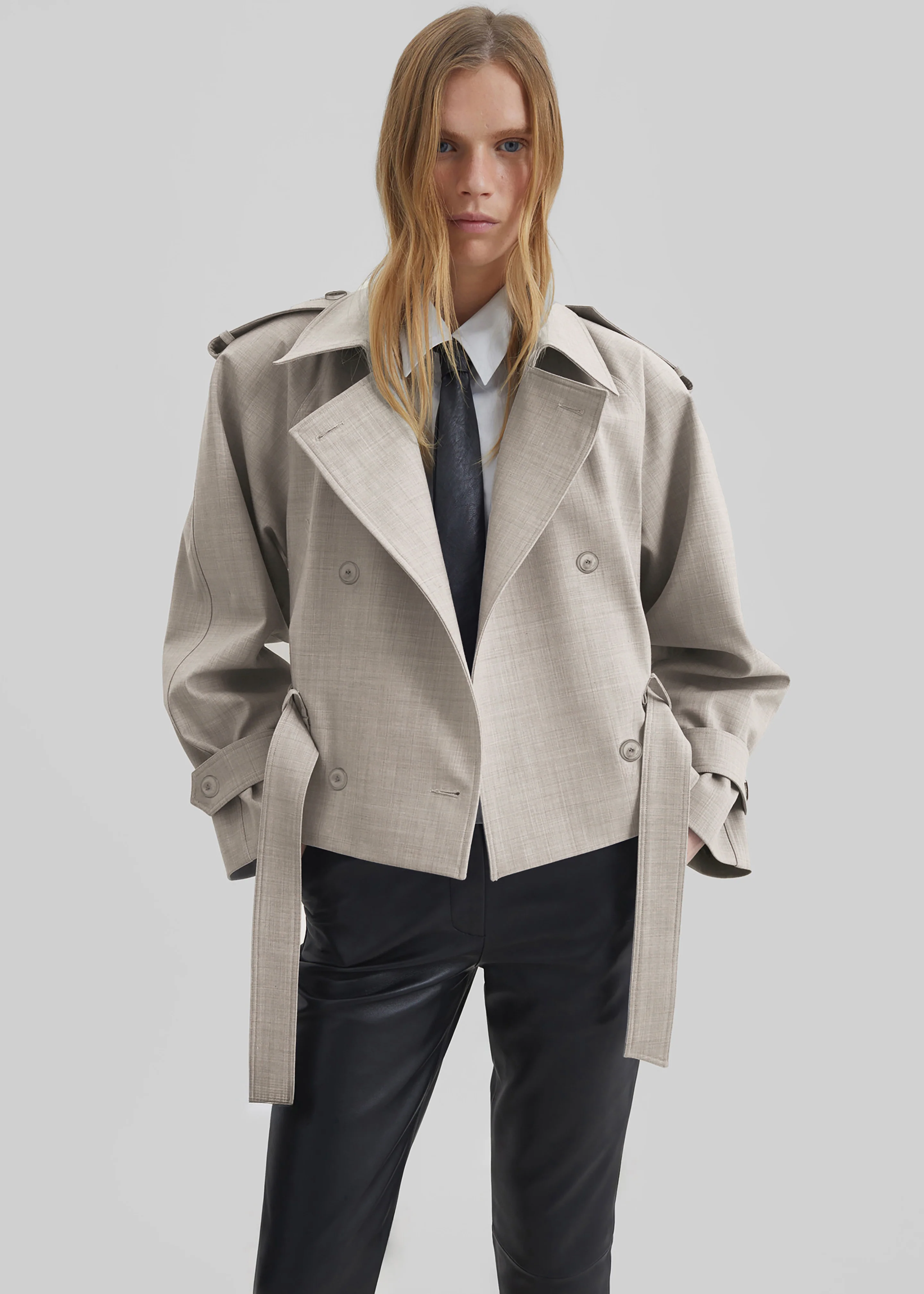 Stan Cropped Trench - Beige Melange - Image 3