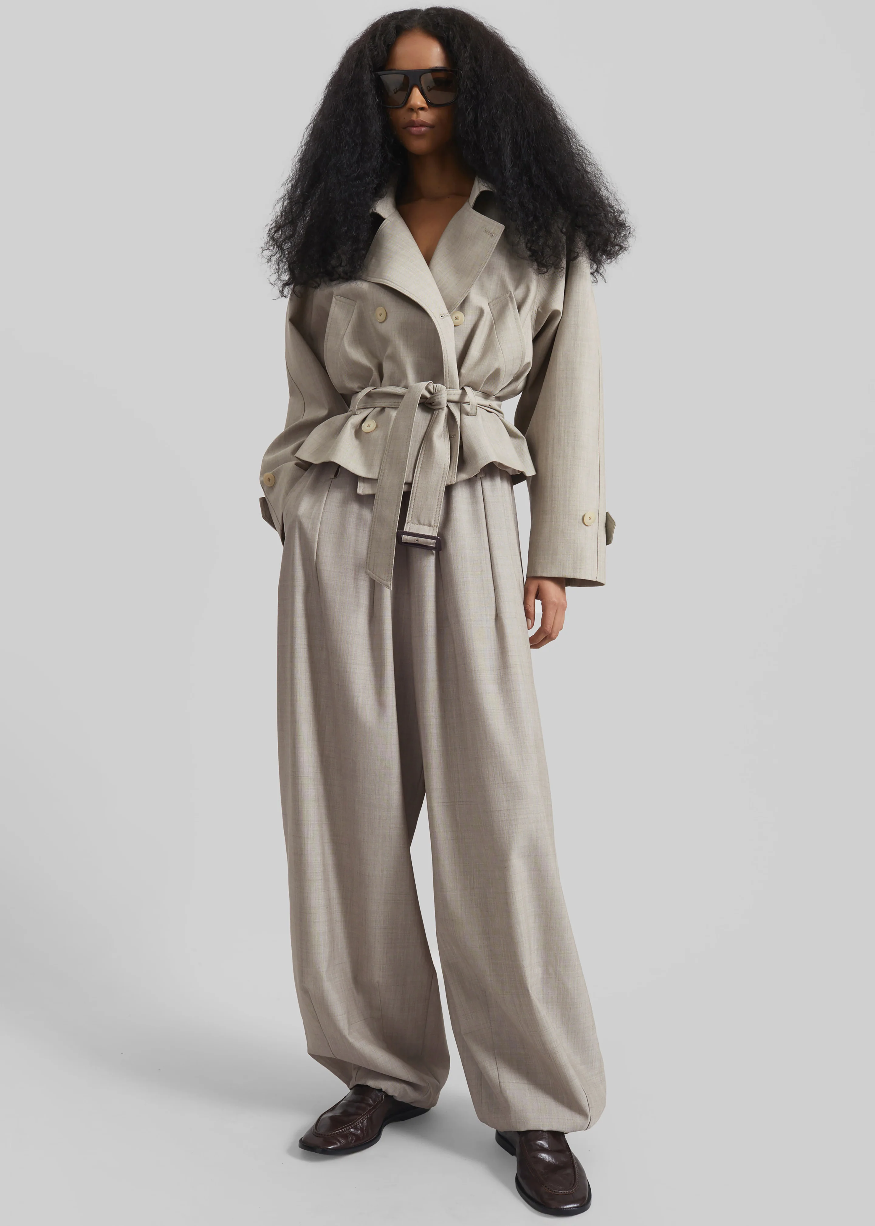 Stan Cropped Trench - Beige Melange - Image 5