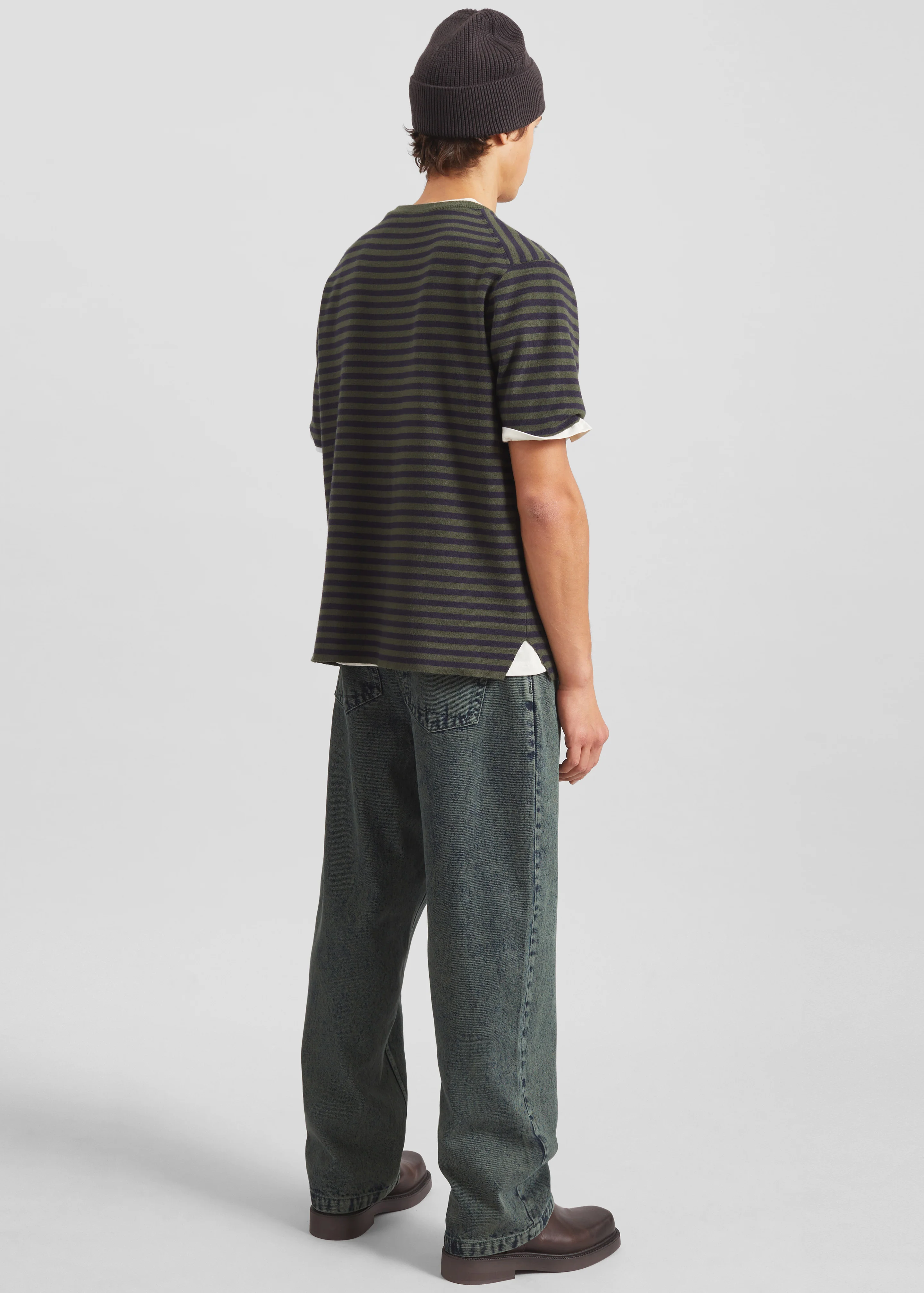 Stanmore Knit T-Shirt - Green/Blue Stripe - Image 6