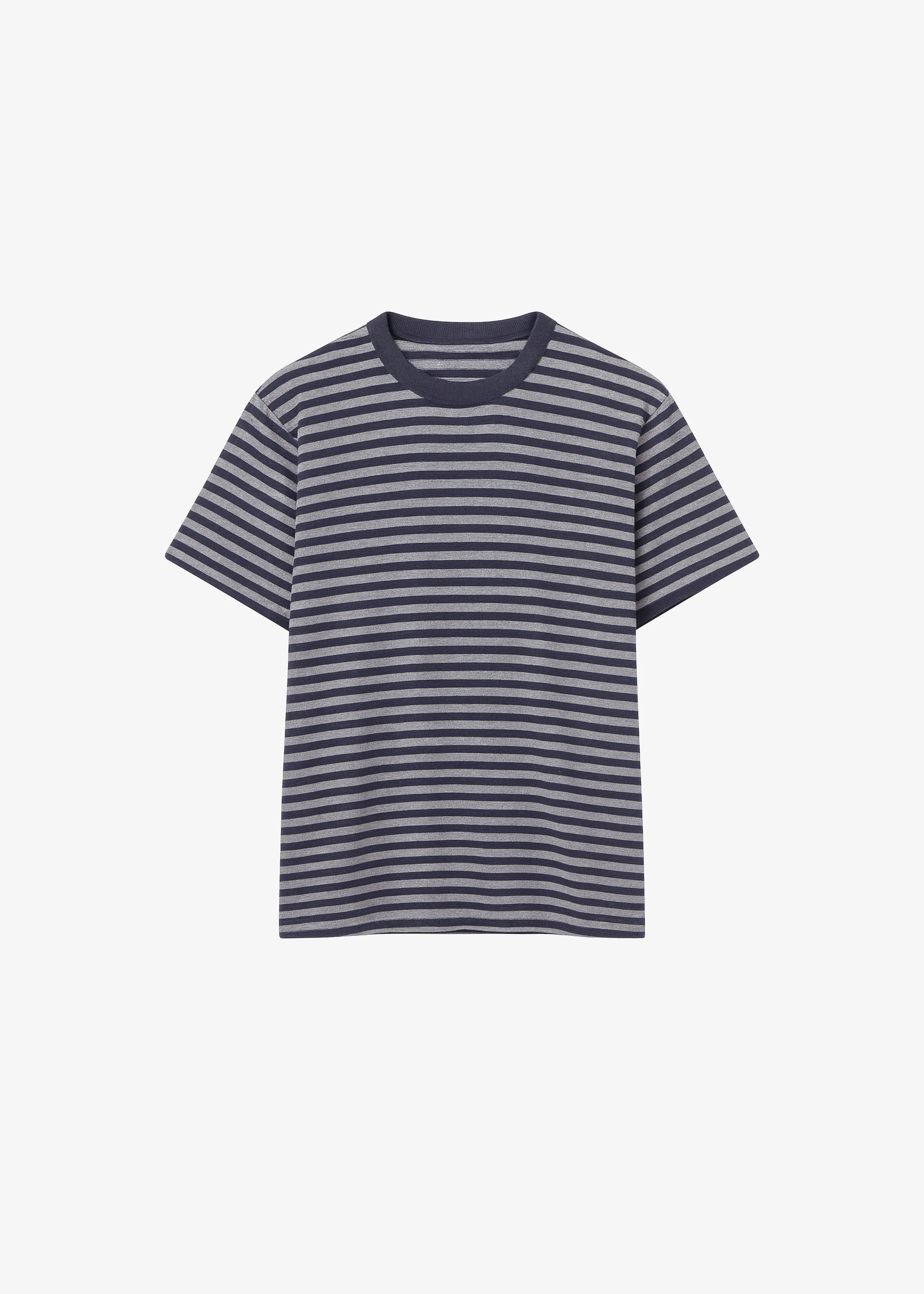 Stanmore Knit T-Shirt - Grey/Blue Stripe - Image 8