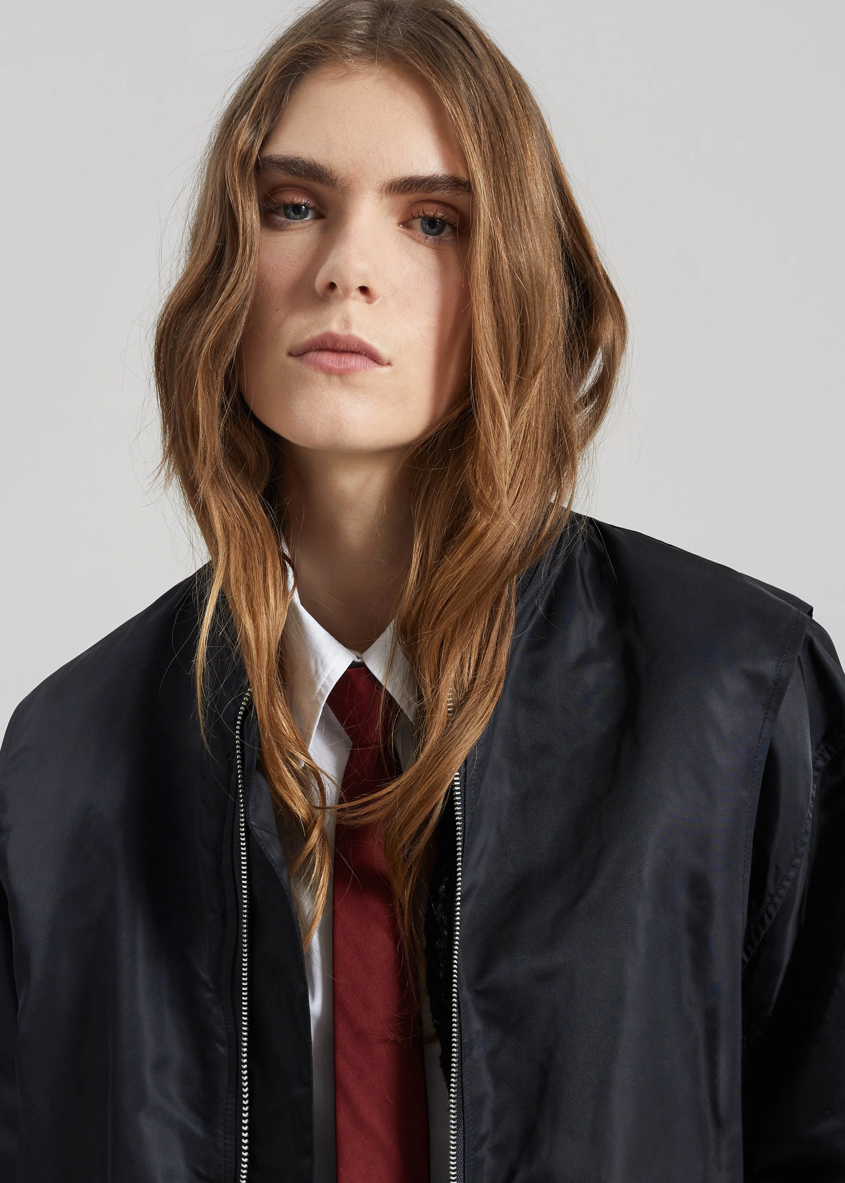 Stellan Faux Shearling Oversized Bomber Jacket - Black - Image 3