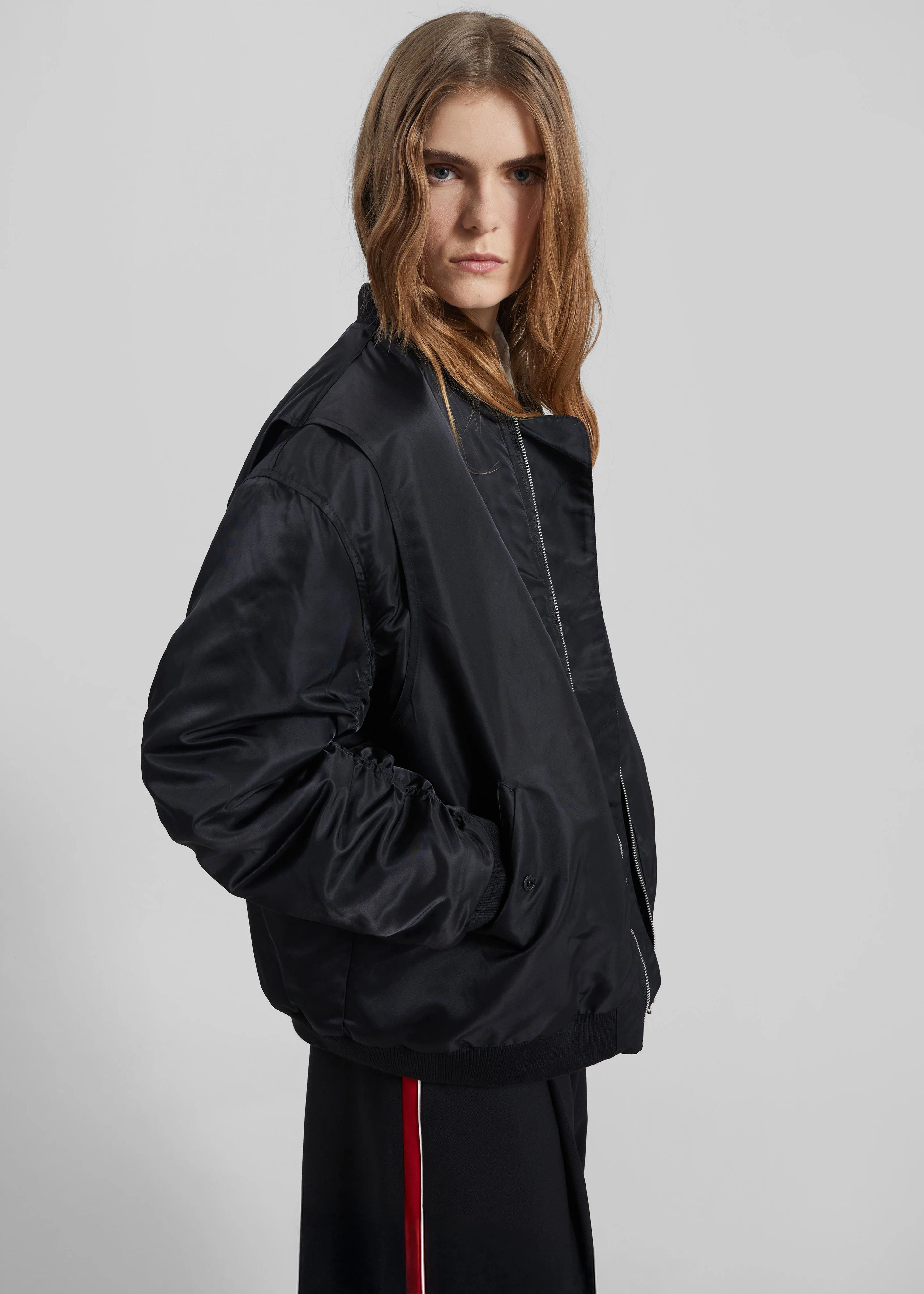Stellan Faux Shearling Oversized Bomber Jacket - Black - Image 4
