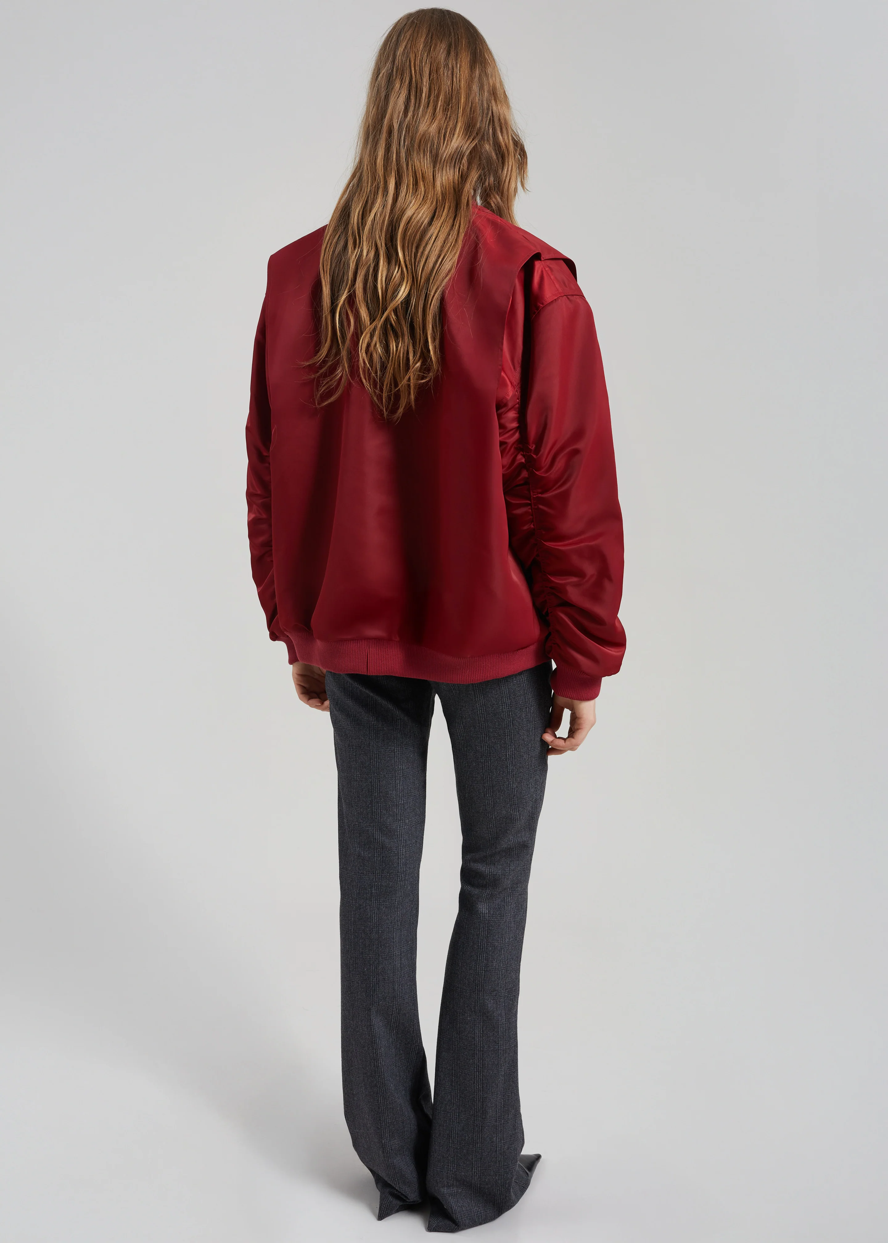 Stellan Faux Shearling Oversized Bomber Jacket - Red - Image 6