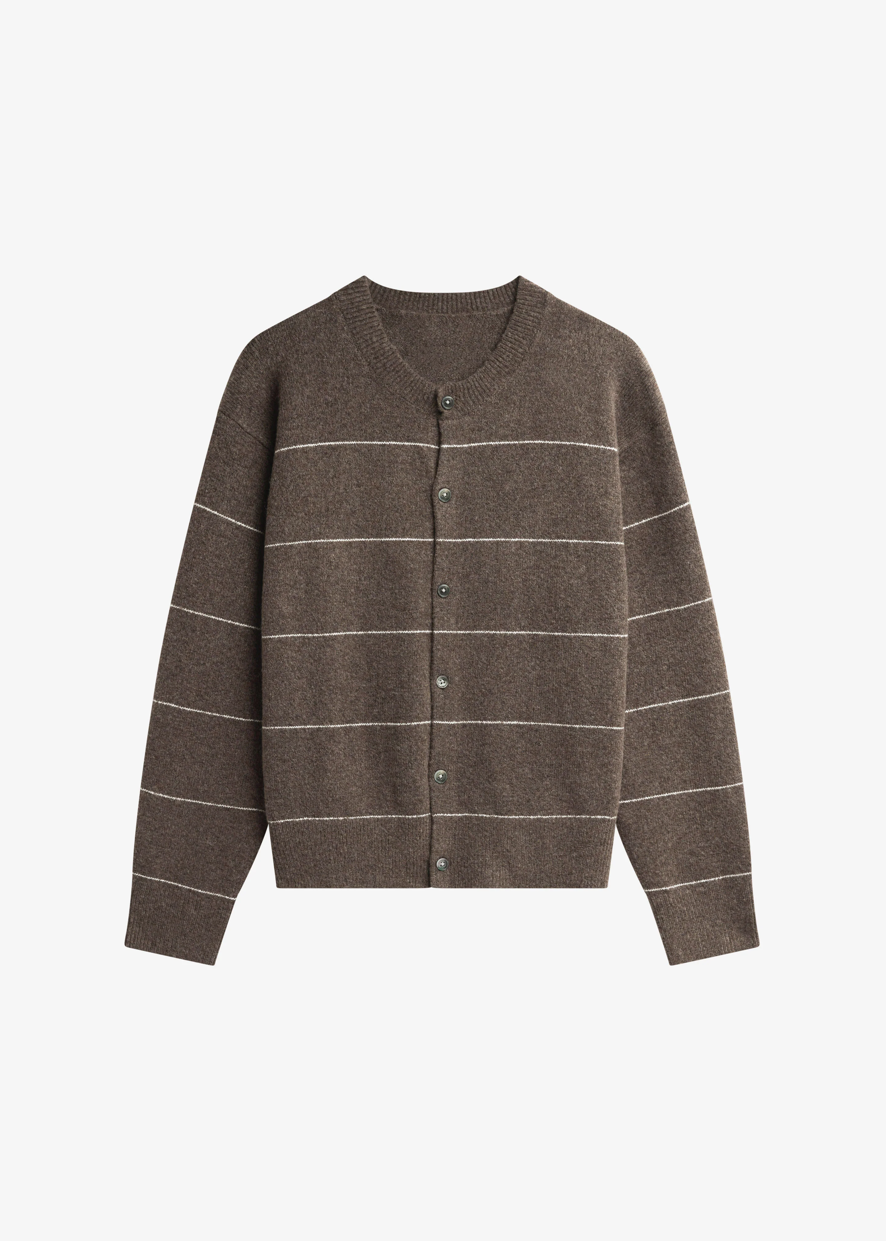 Stenvad Crewneck Cardigan - Brown/White Stripe - Image 6