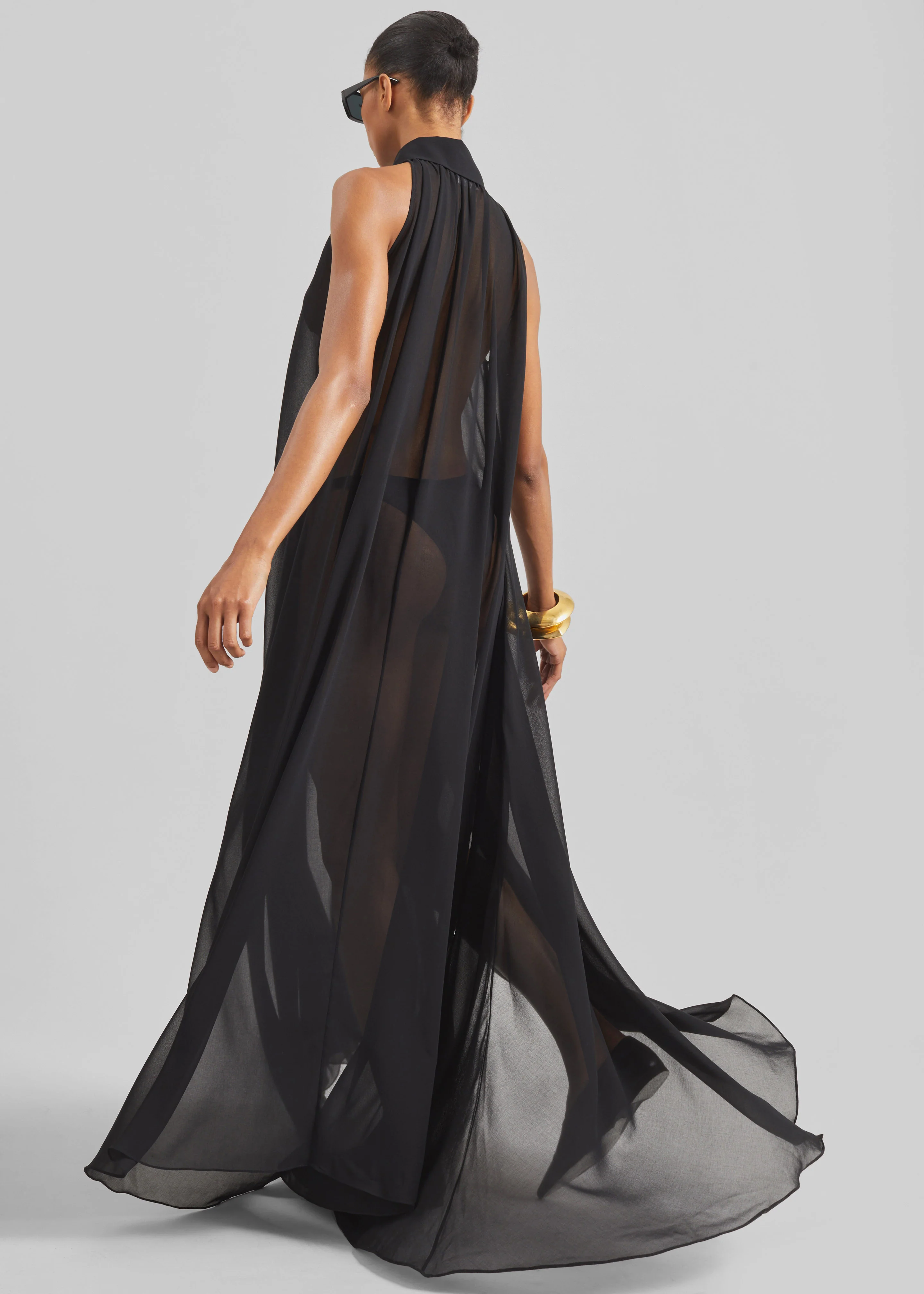 Sukie Sheer Halterneck Dress - Black - Image 6