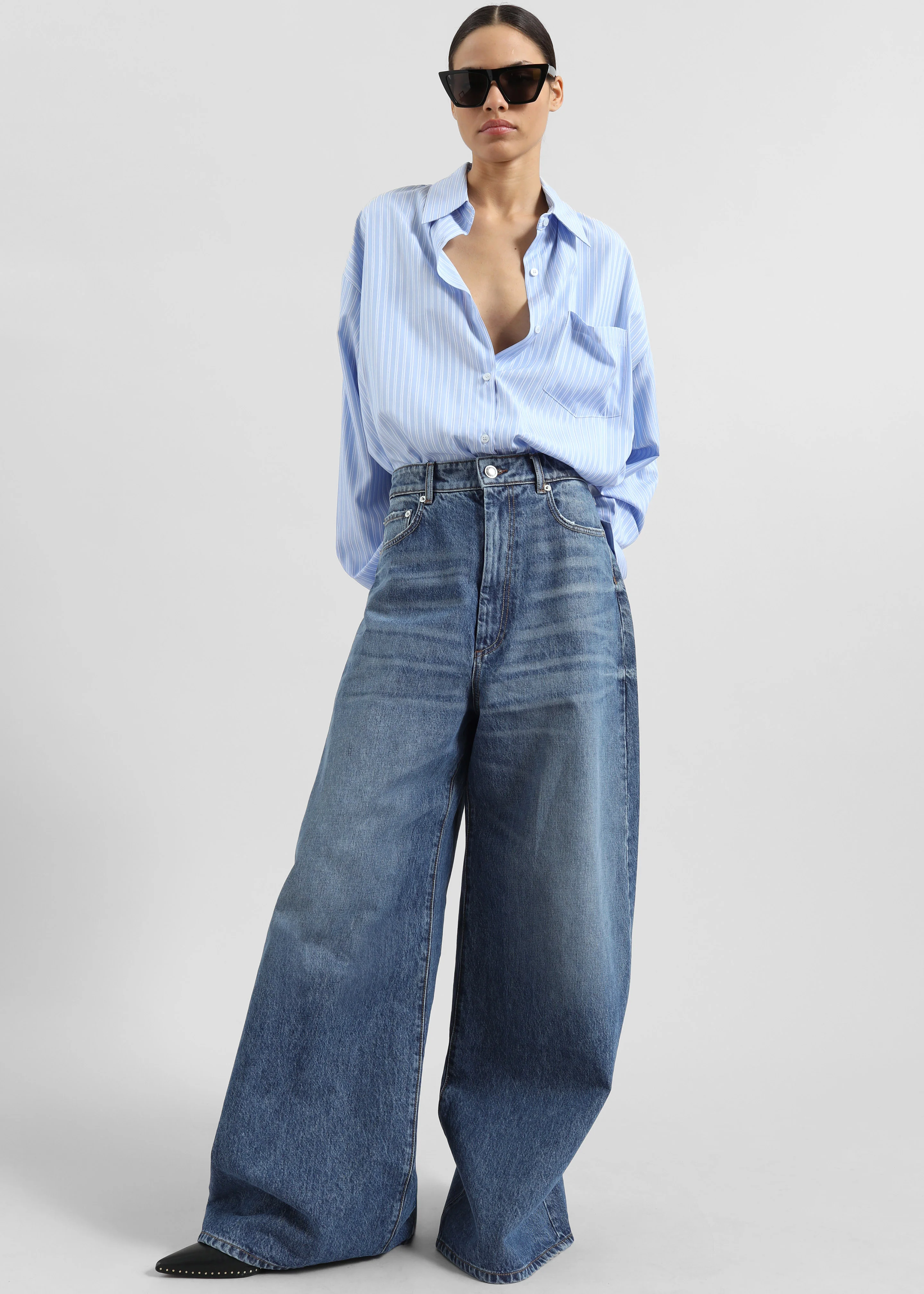 Sukma Striped Oversized Shirt - Blue - Image 6