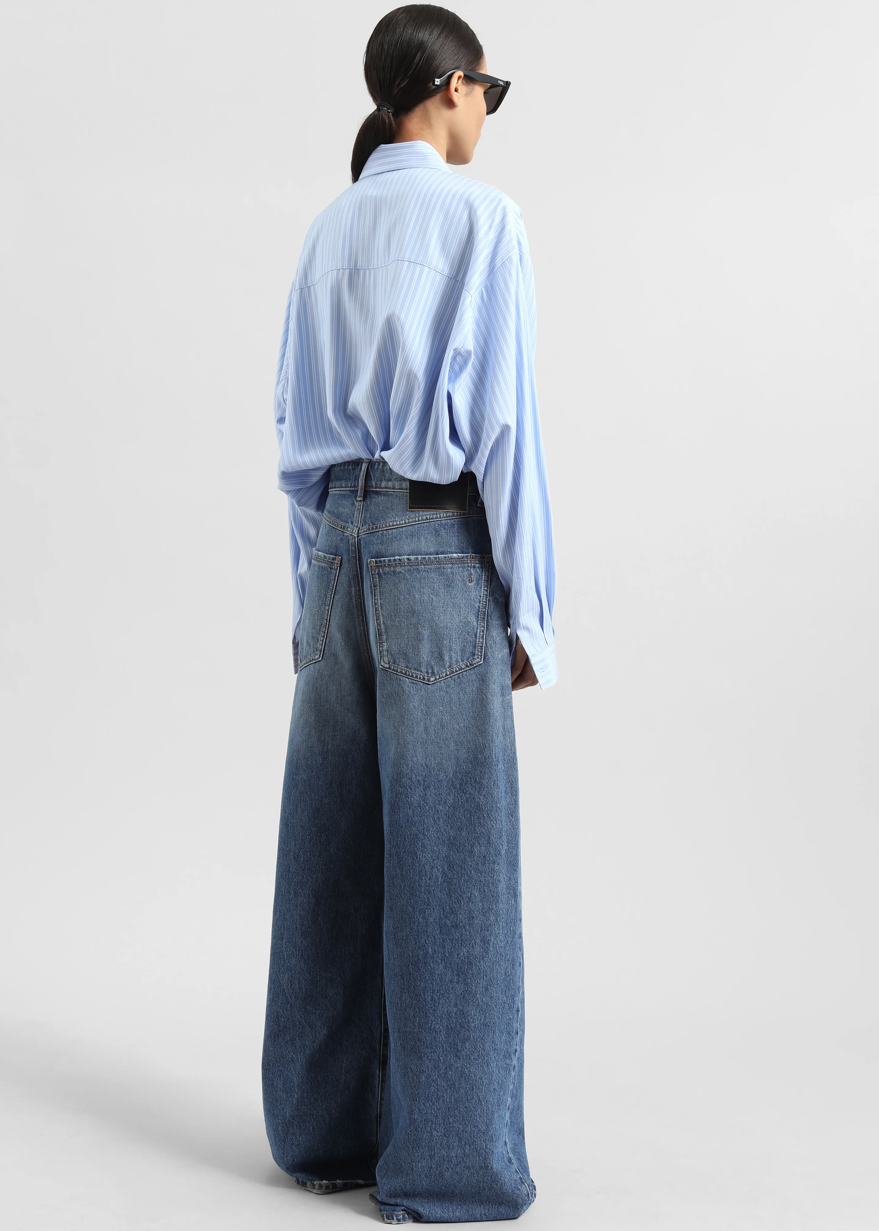 Sukma Striped Oversized Shirt - Blue - Image 8