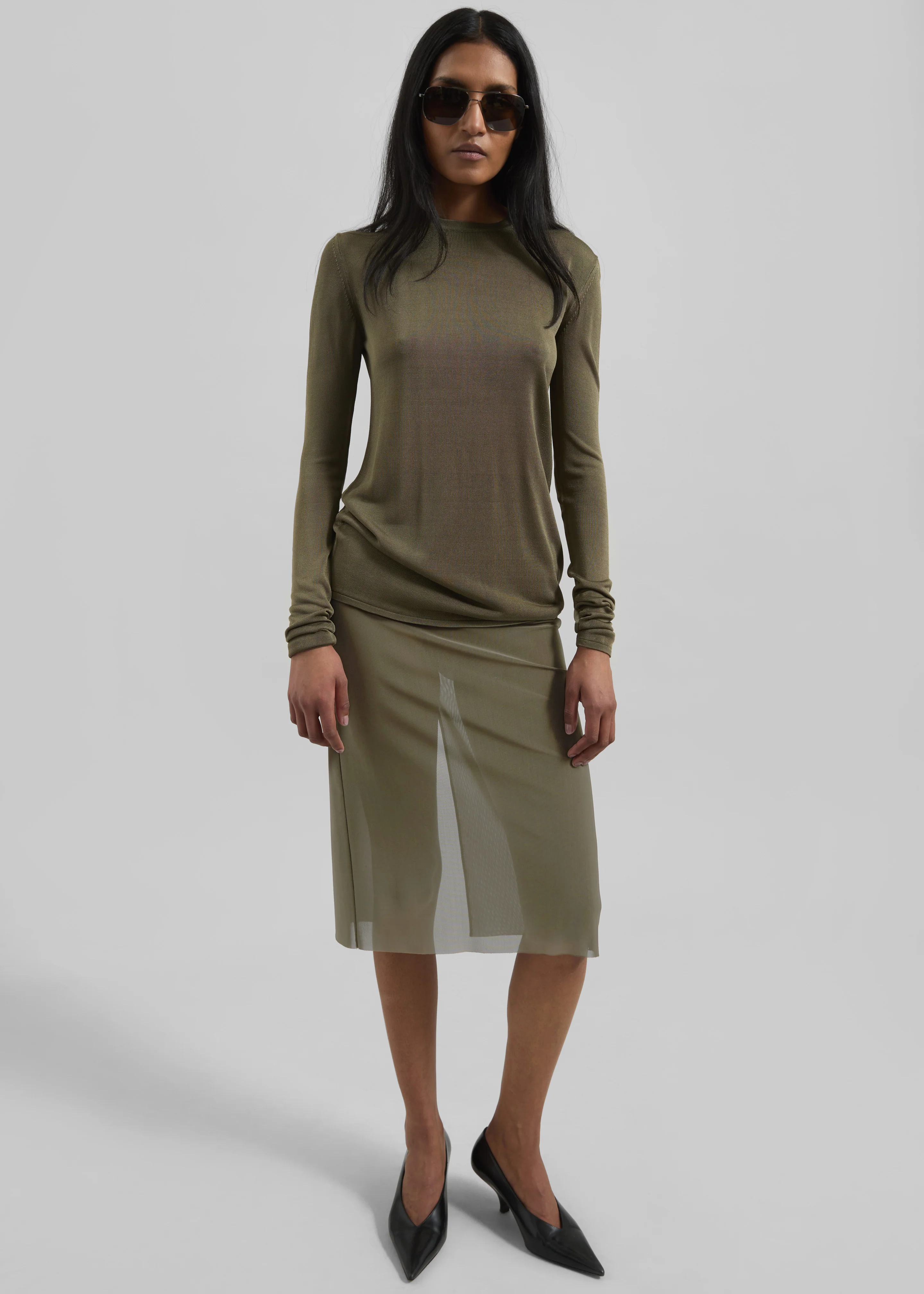 Suva Sheer Skirt - Khaki - Image 2