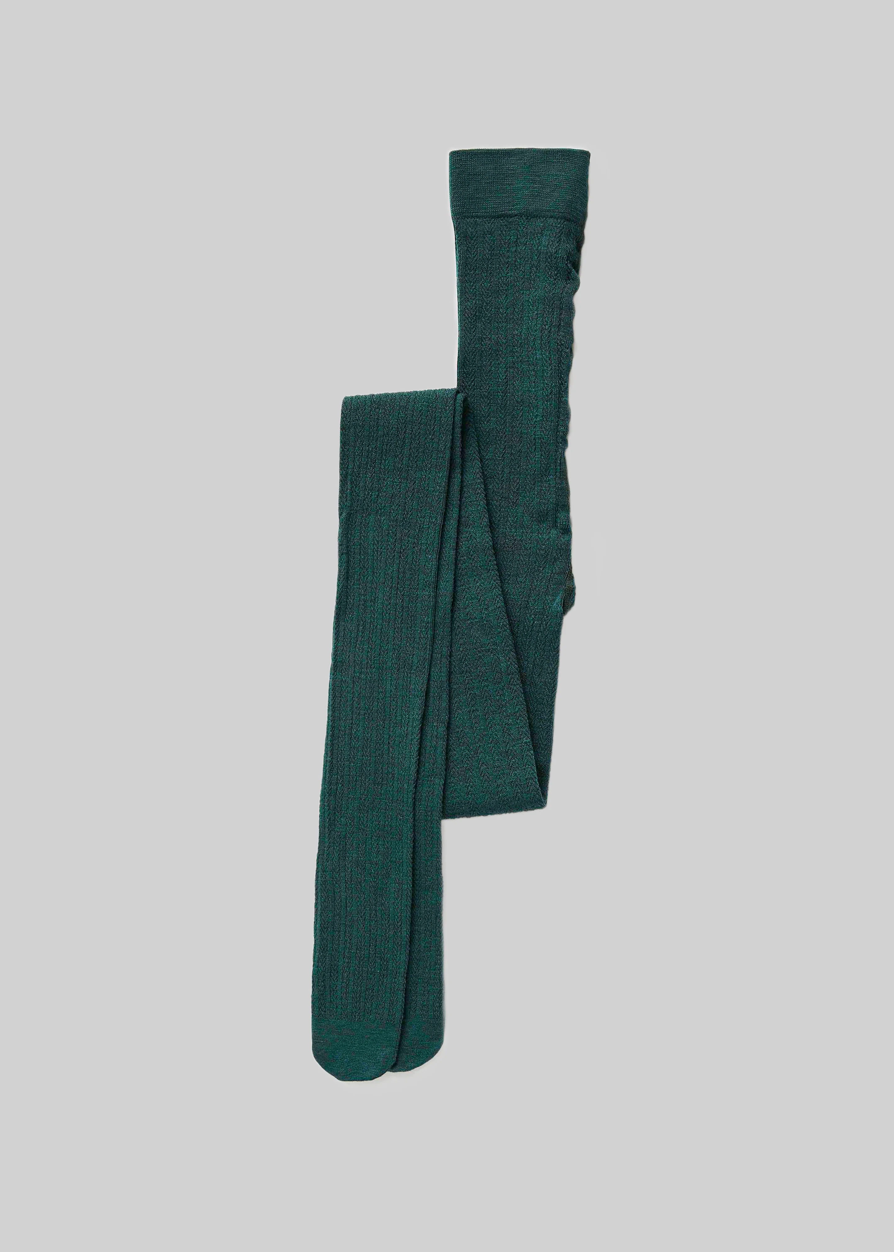 Swedish Stockings Ylva Fishbone Wool Tights - Dark Green - Image 2