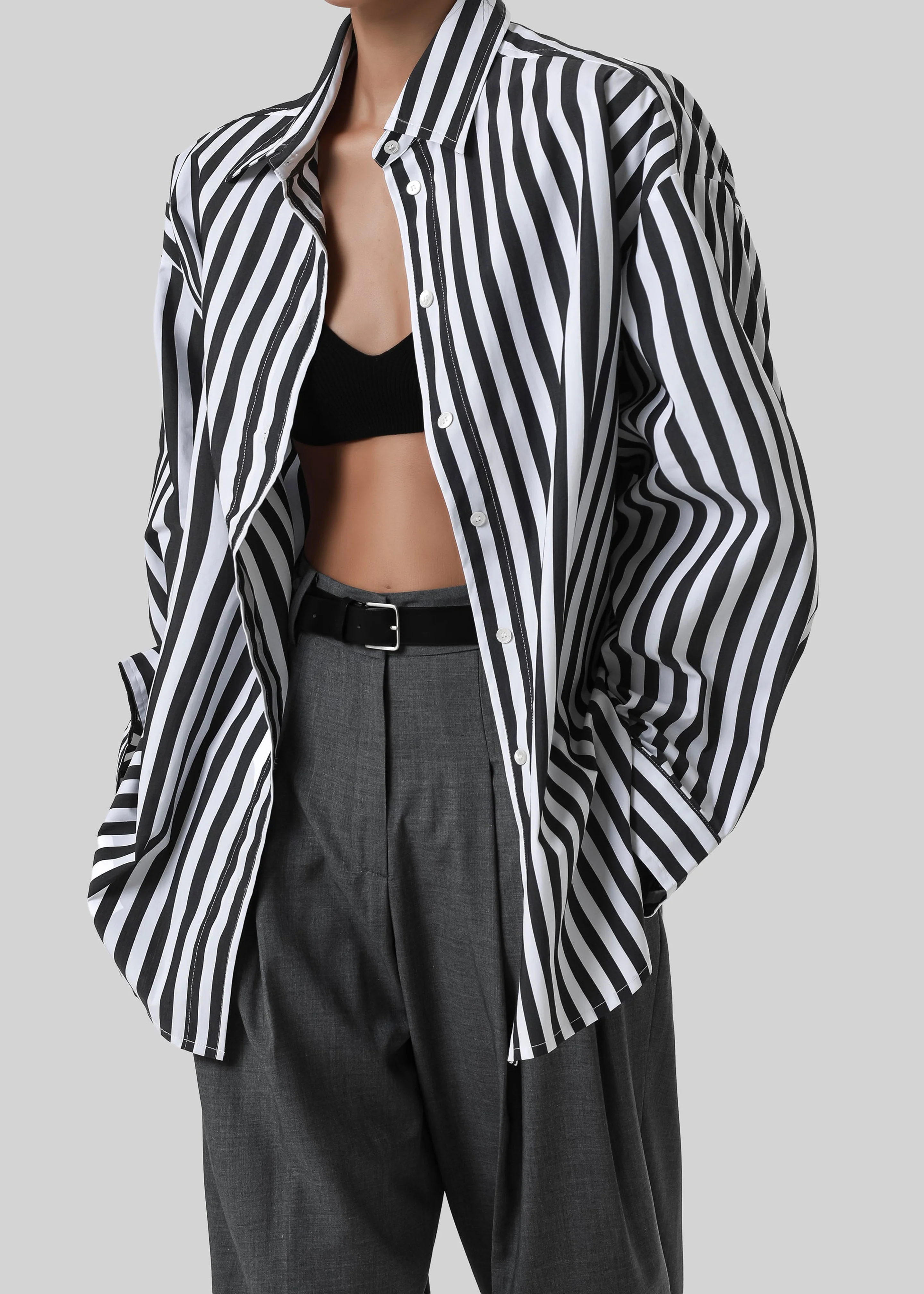 Sylvia Oxford Shirt - Black/White Stripe - Image 4