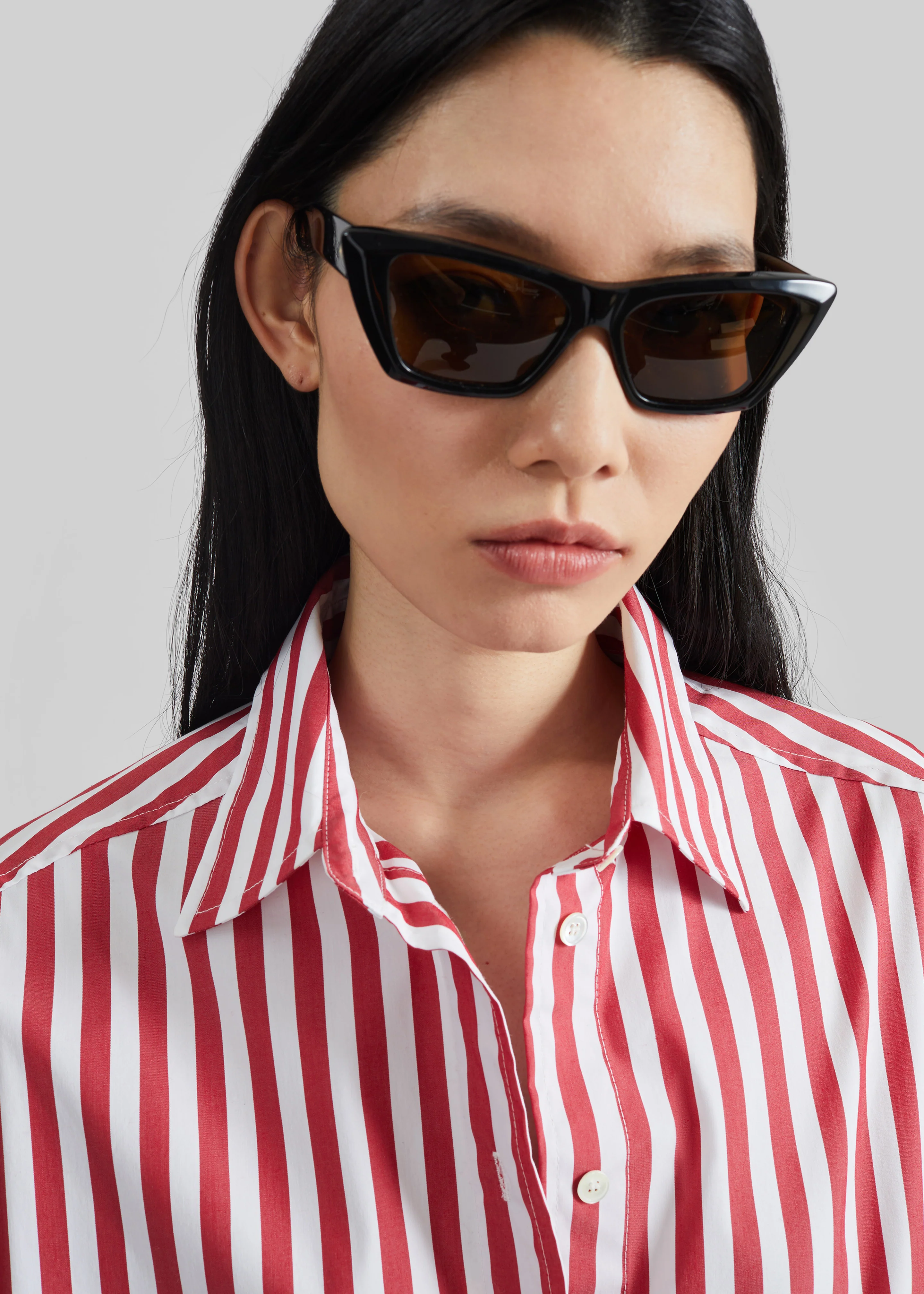 Sylvia Oxford Shirt - White/Red Stripe - Image 4