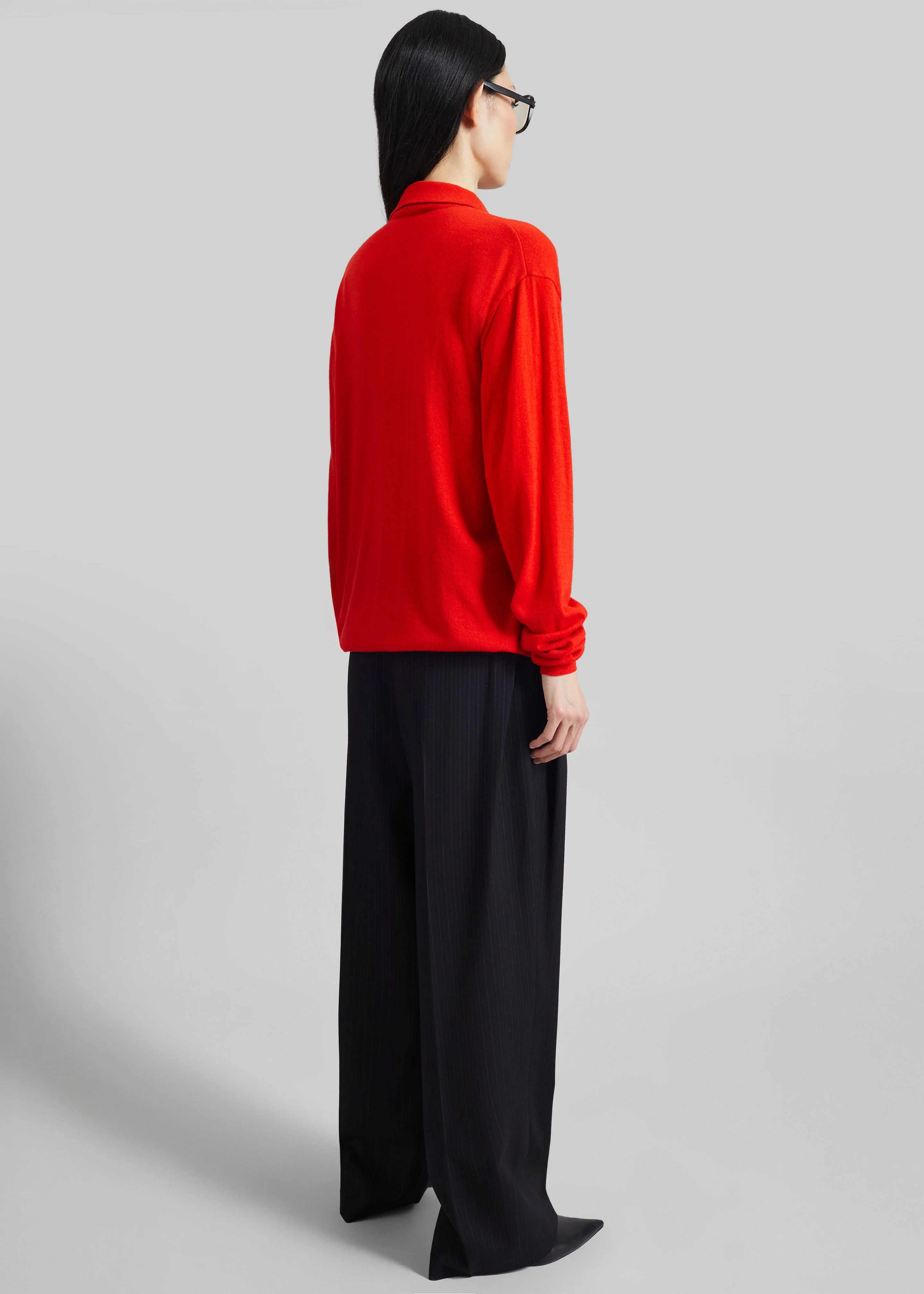 Tala Knit V-Neck Polo - Red - Image 11