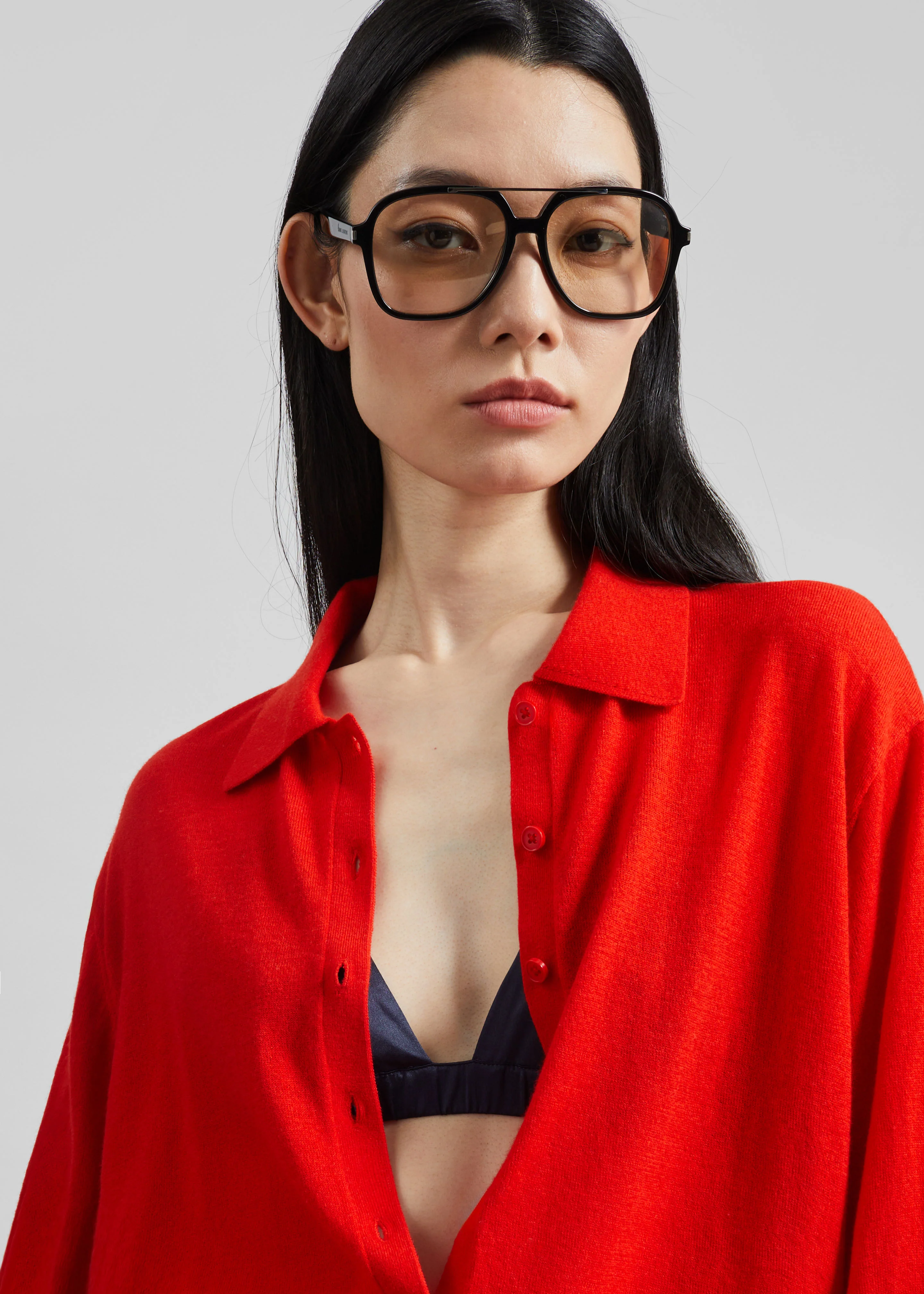 Tala Knit V-Neck Polo - Red - Image 5