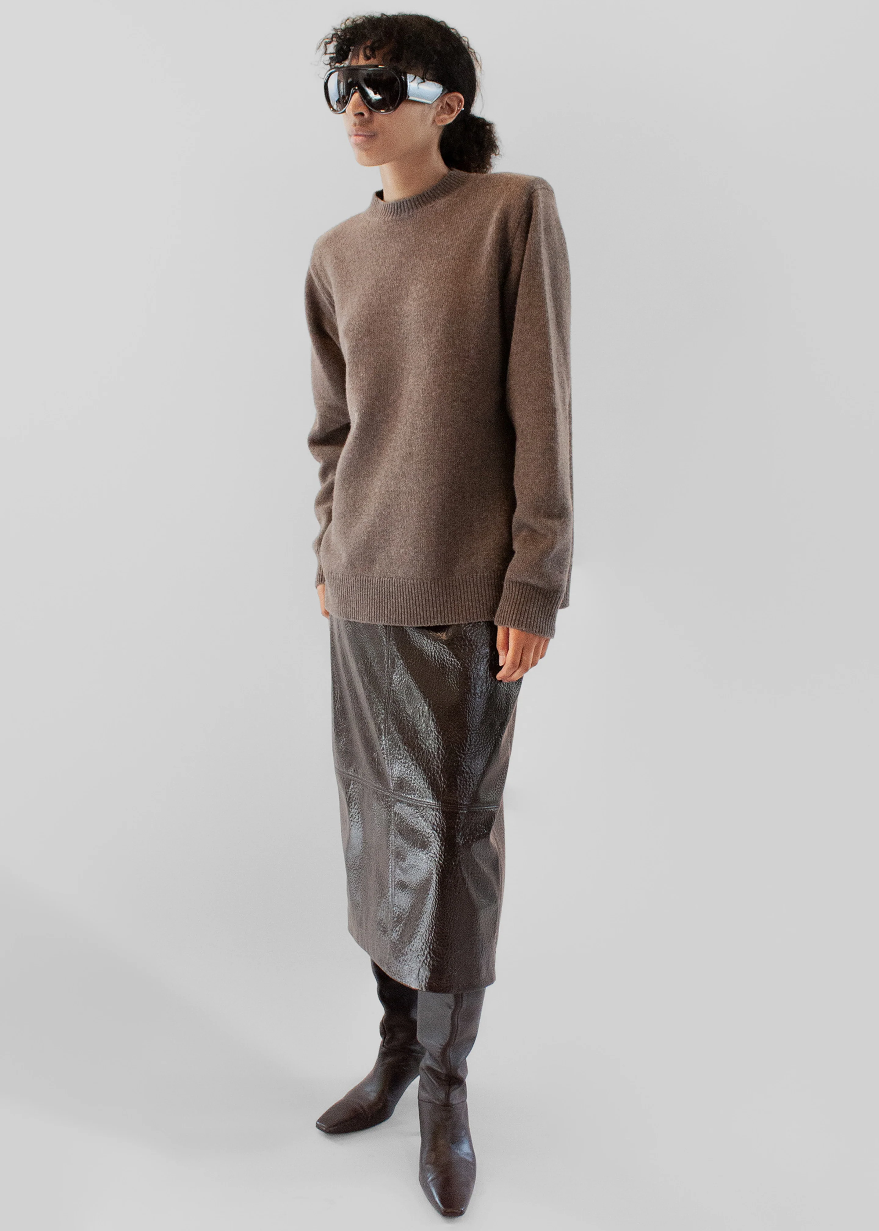 Taney Crackled Pencil Skirt - Brown - Image 6