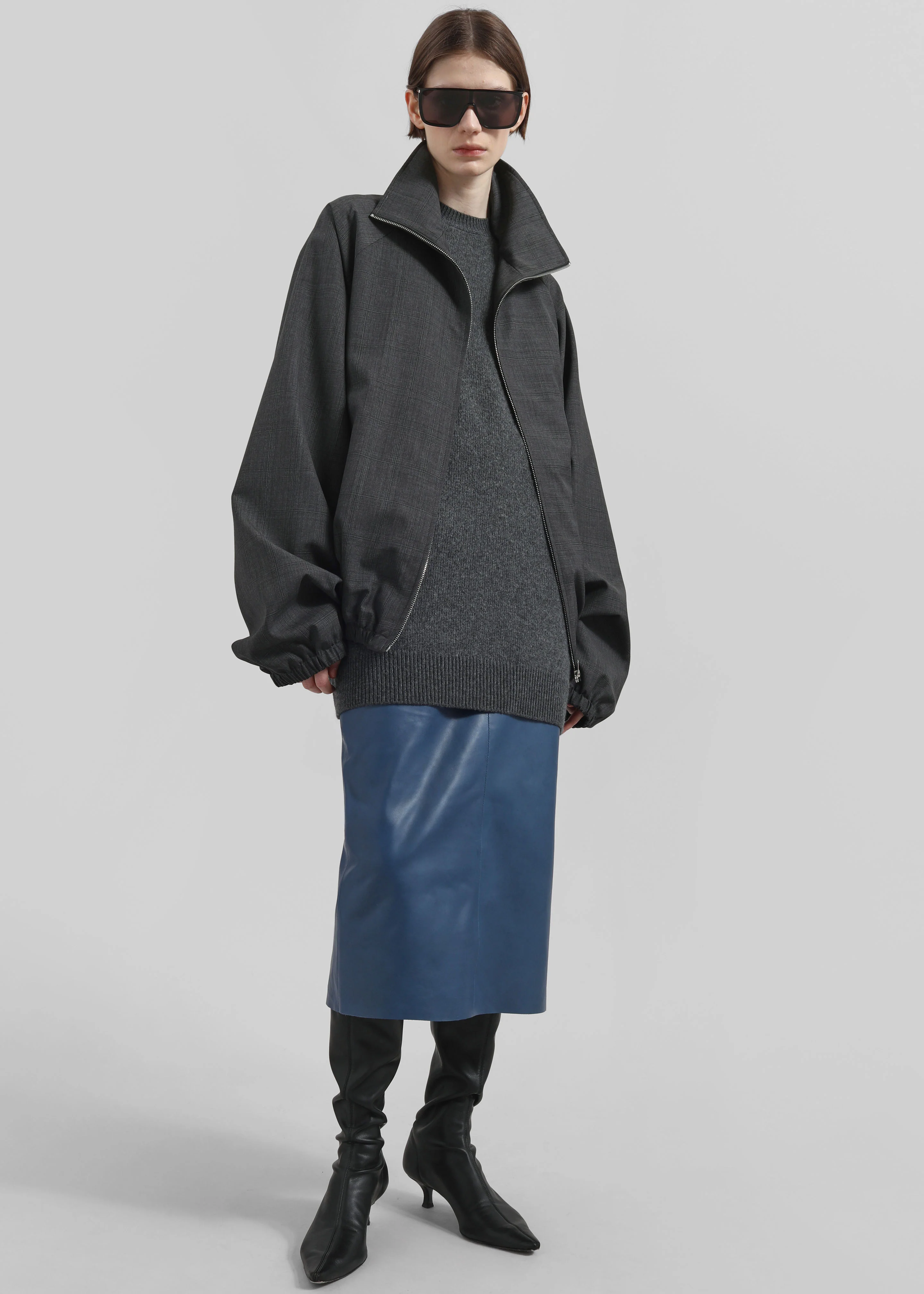 Taney Leather Midi Skirt - Cobalt - Image 8