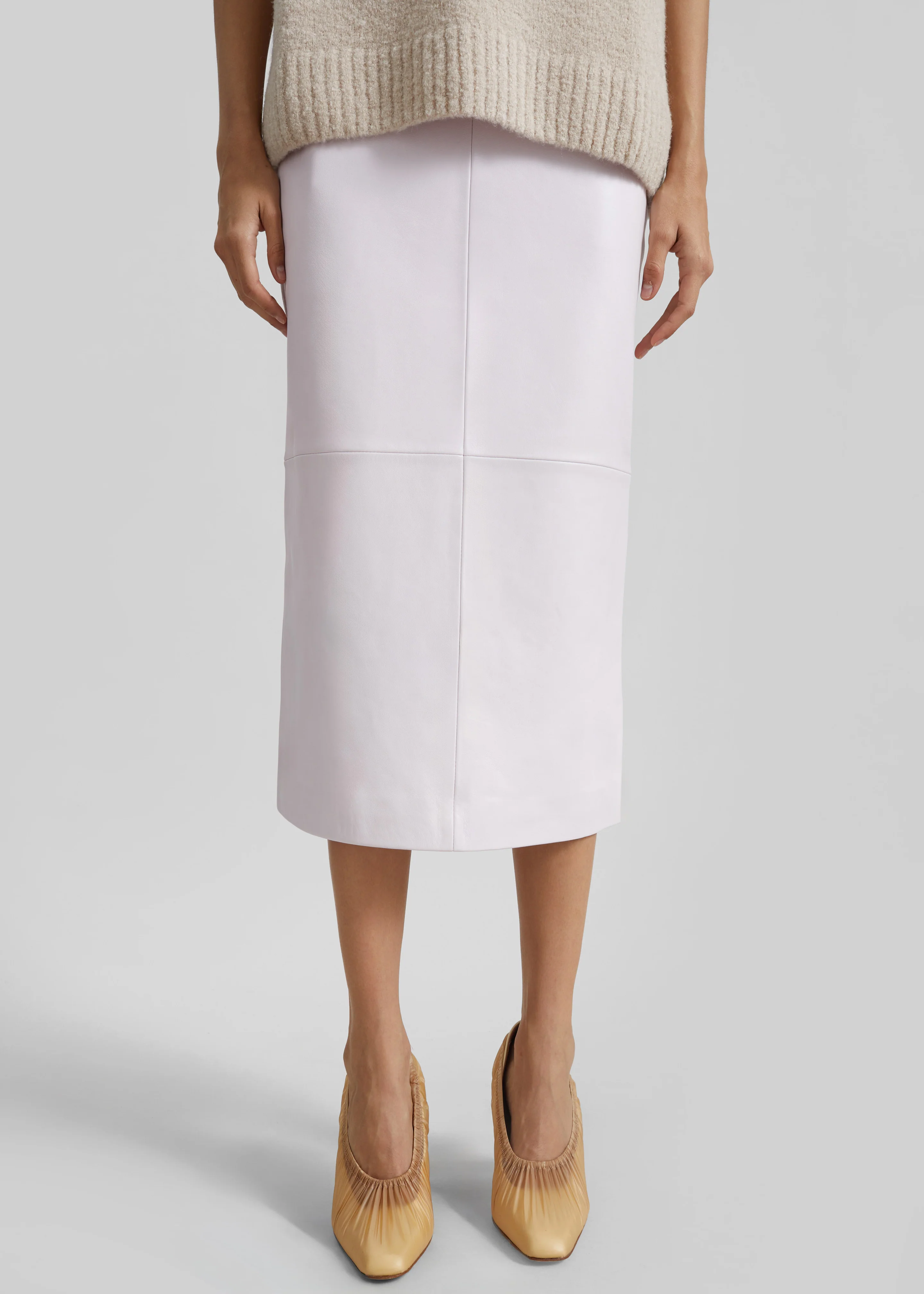 Taney Leather Pencil Skirt - Faded Pink - Image 2