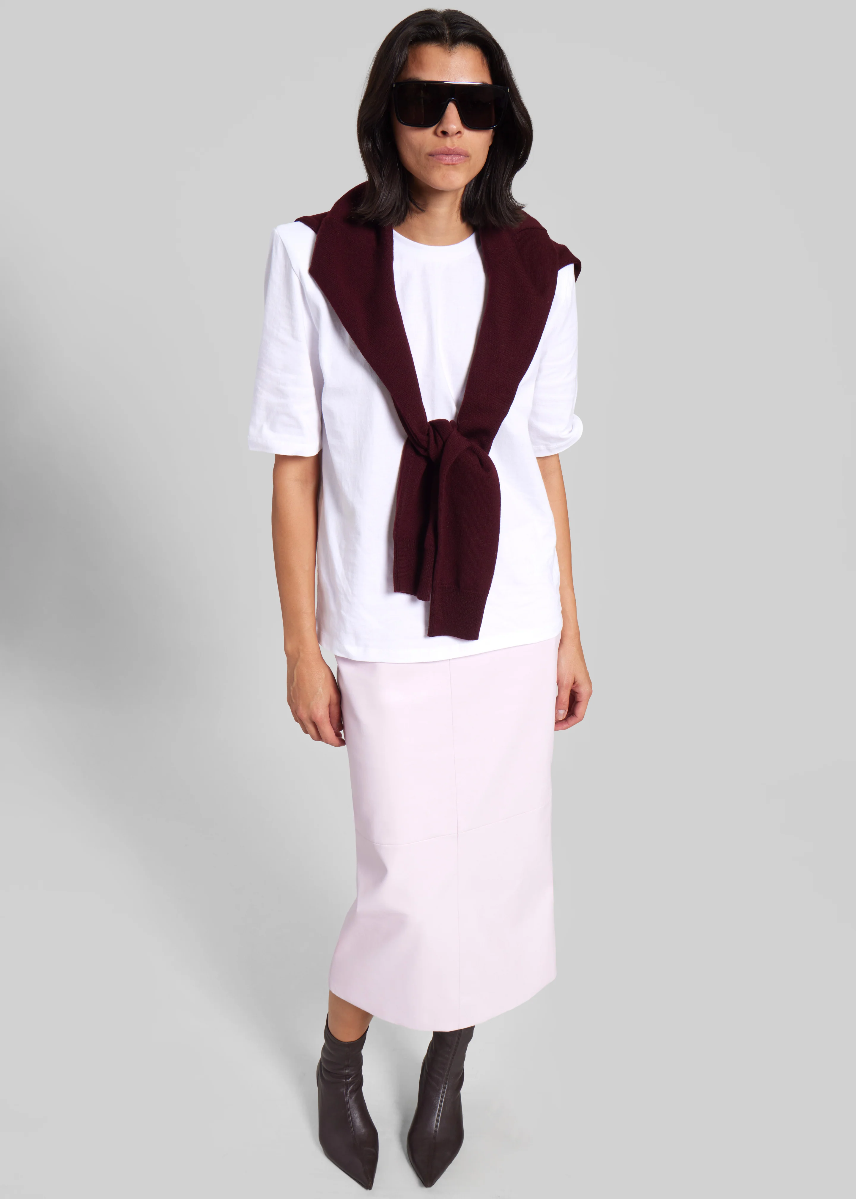 Taney Leather Pencil Skirt - Faded Pink - Image 3