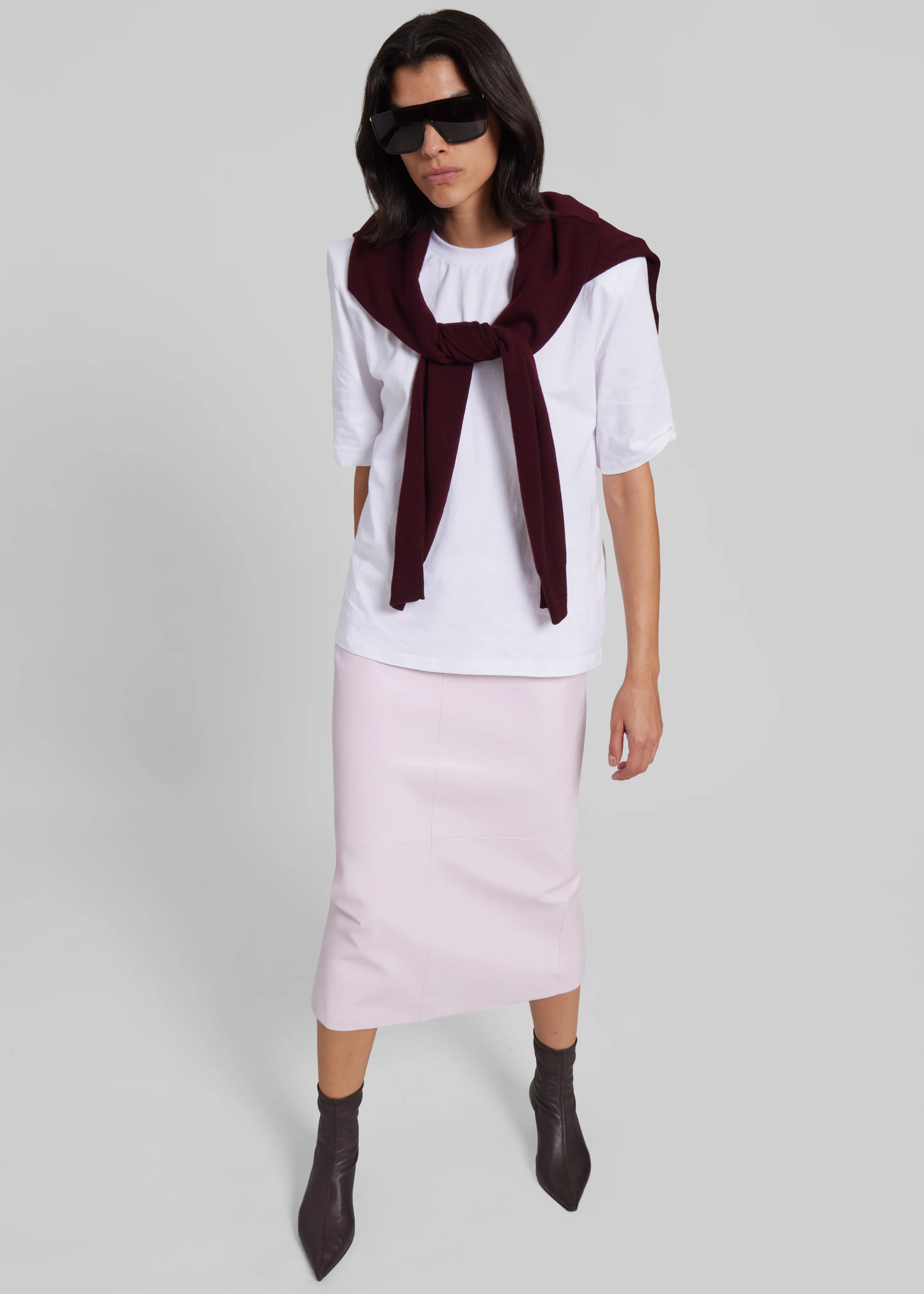 Taney Leather Pencil Skirt - Faded Pink - Image 6