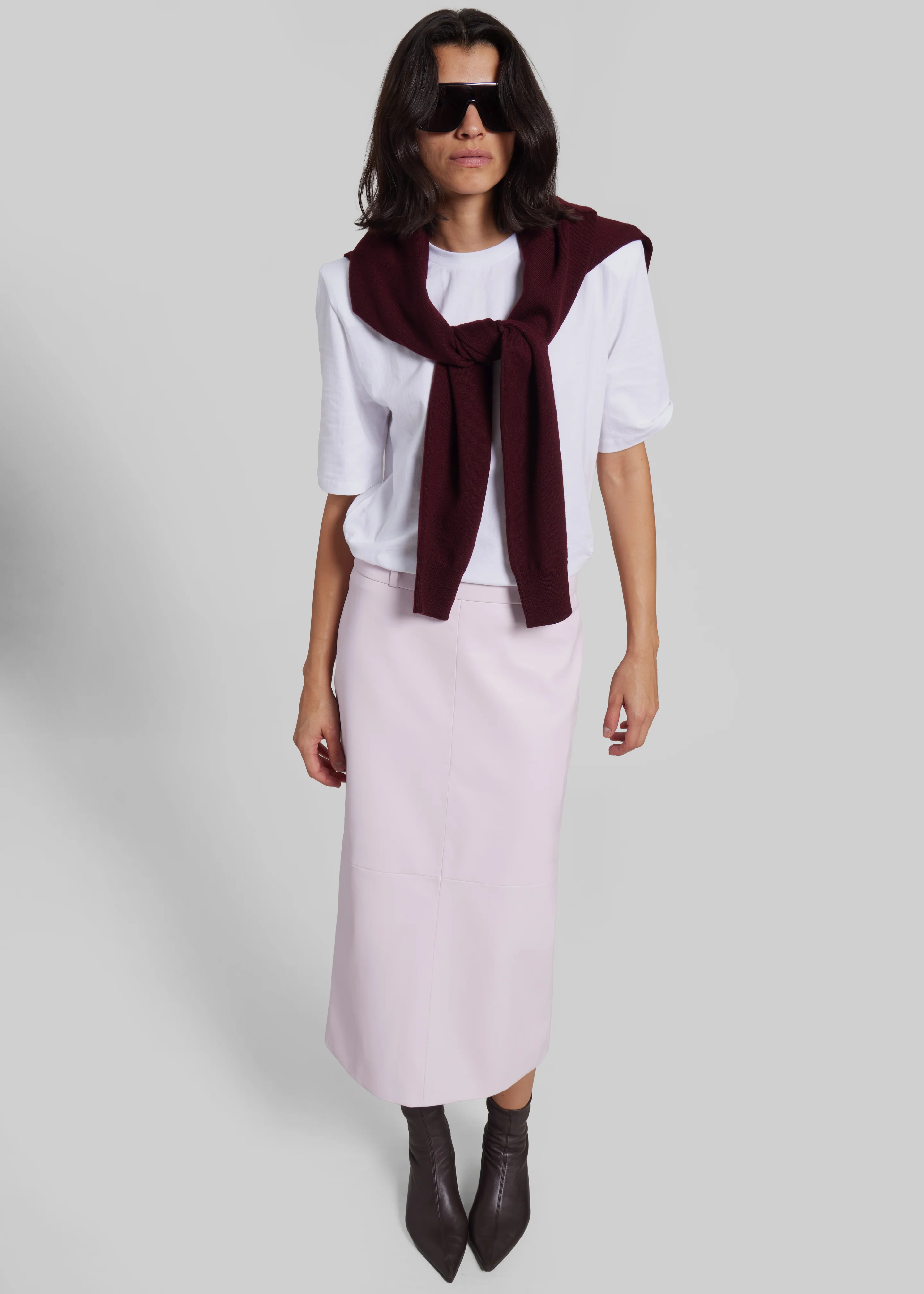 Taney Leather Pencil Skirt - Faded Pink - Image 8