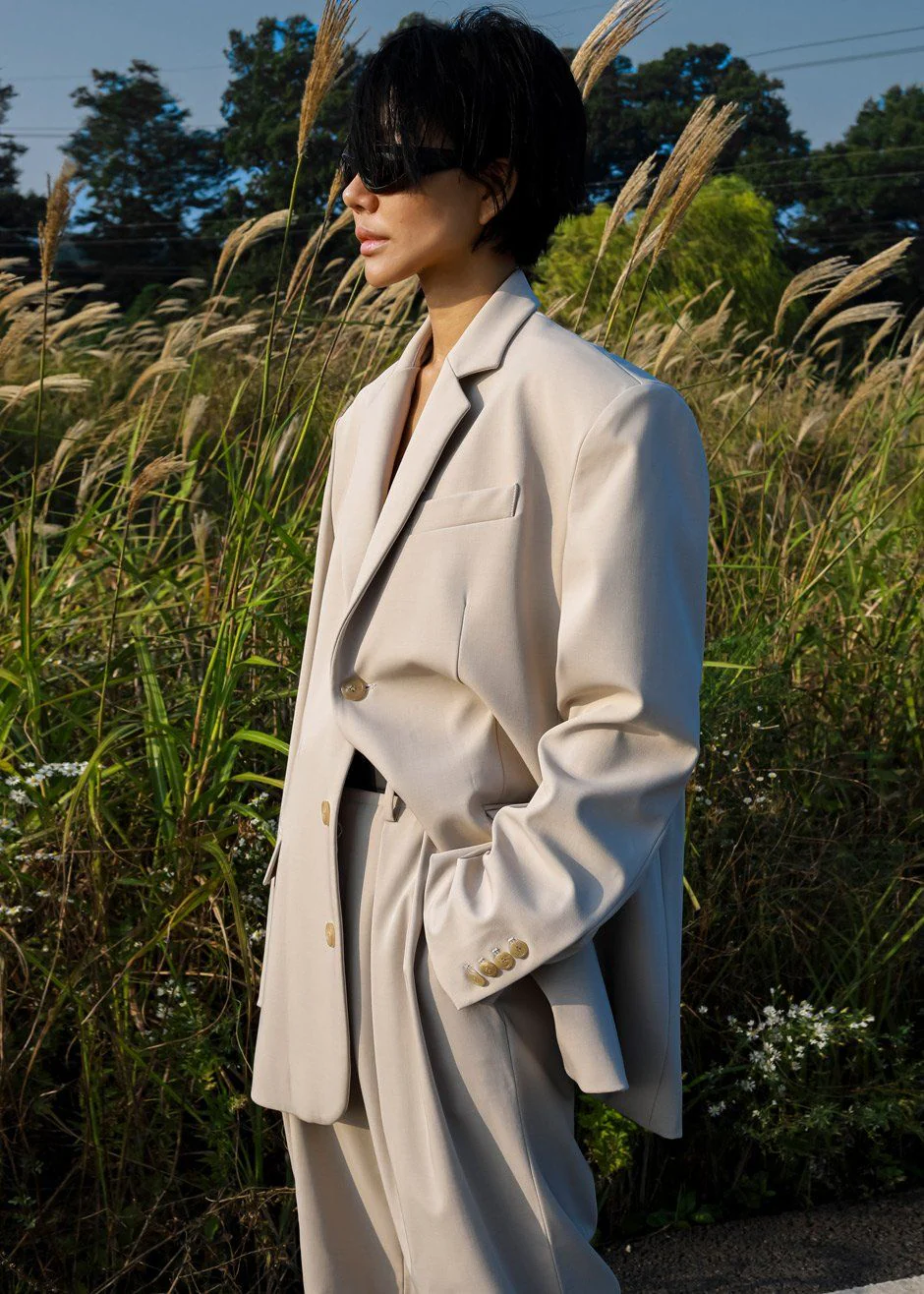 Tansy Oversized Blazer - Beige - Image 6