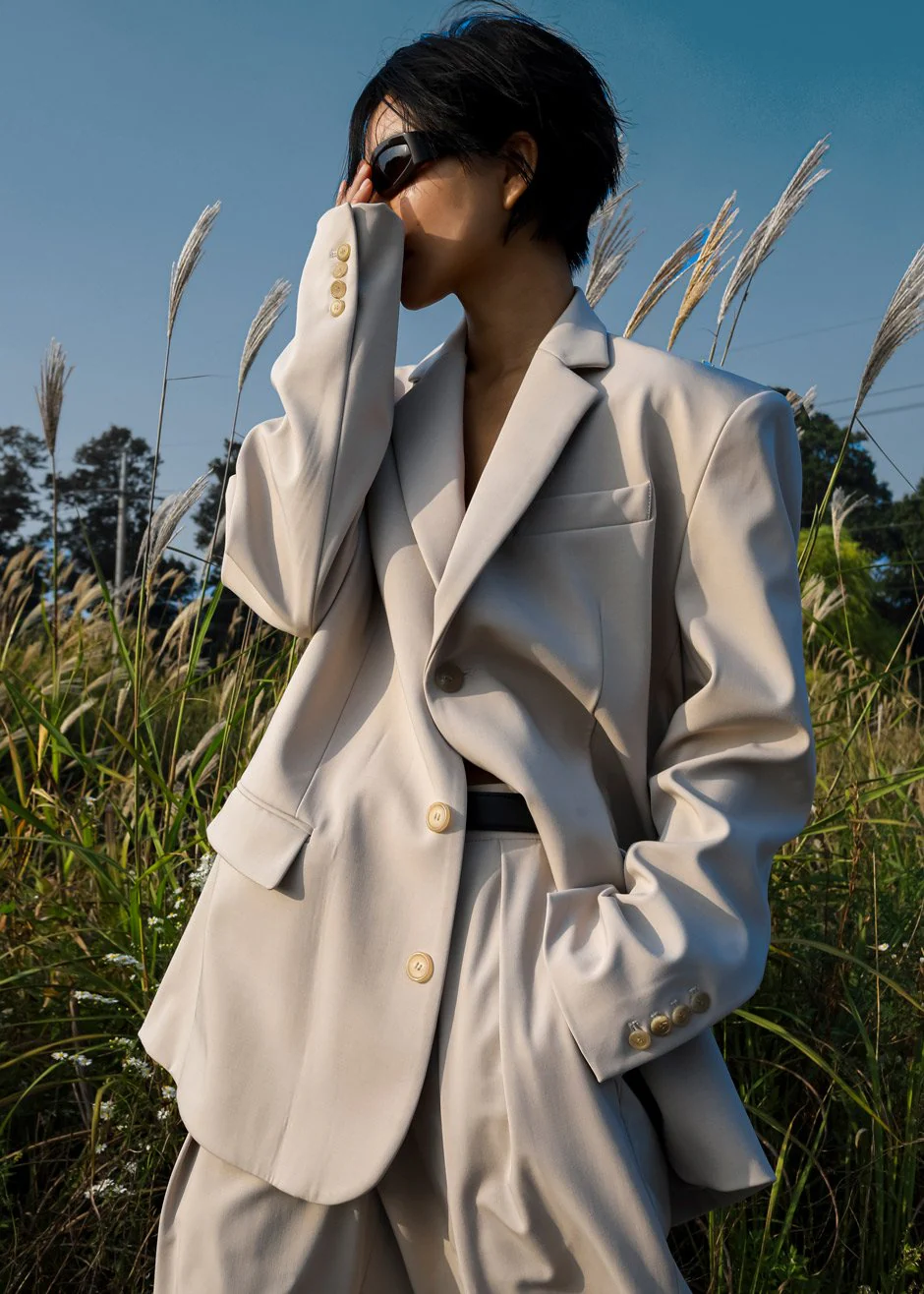 Tansy Oversized Blazer - Beige - Image 7