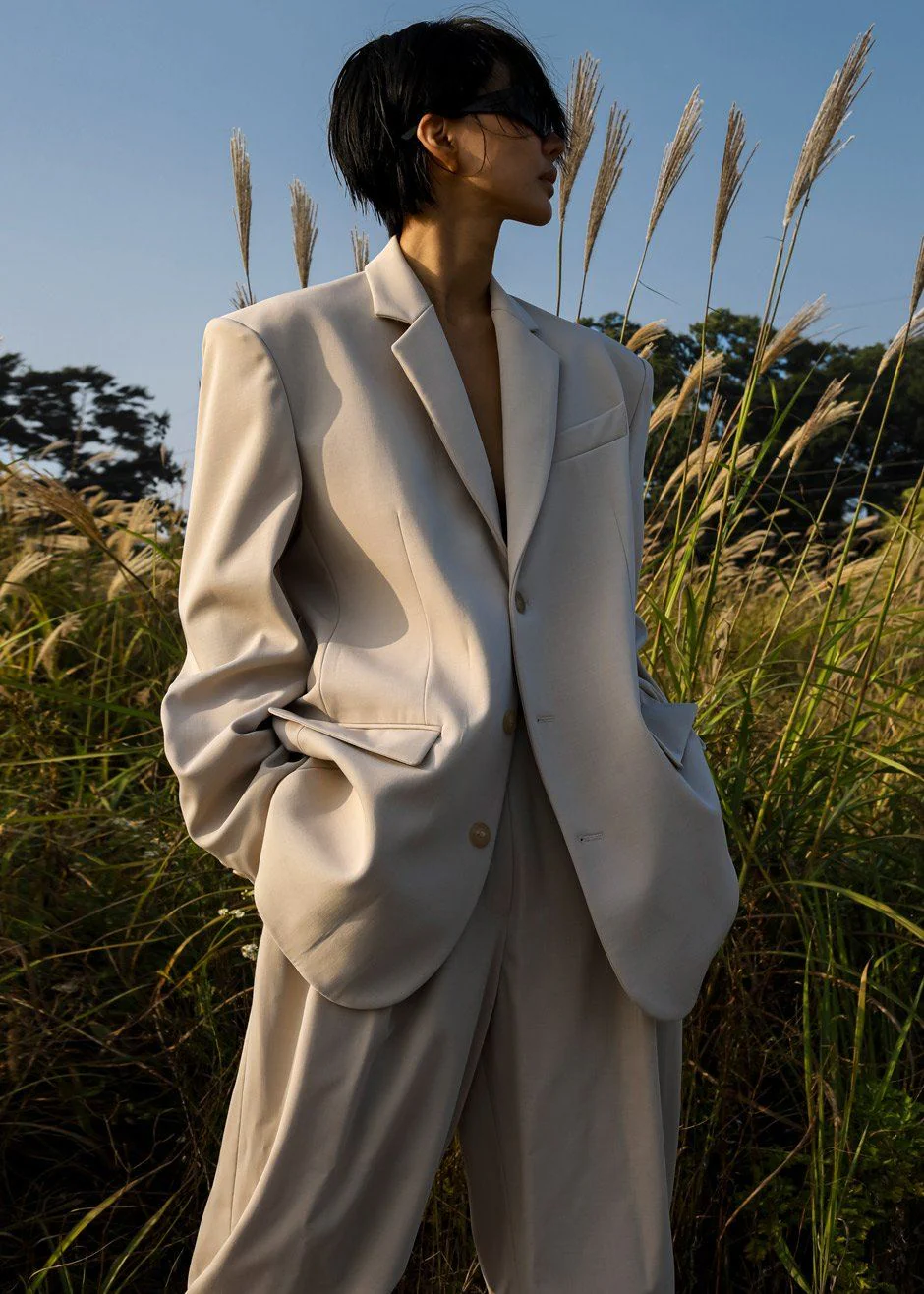 Tansy Oversized Blazer - Beige - Image 9