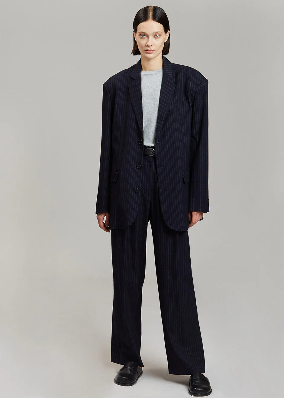 Tansy Oversized Blazer - Navy Pinstripe - Image 10