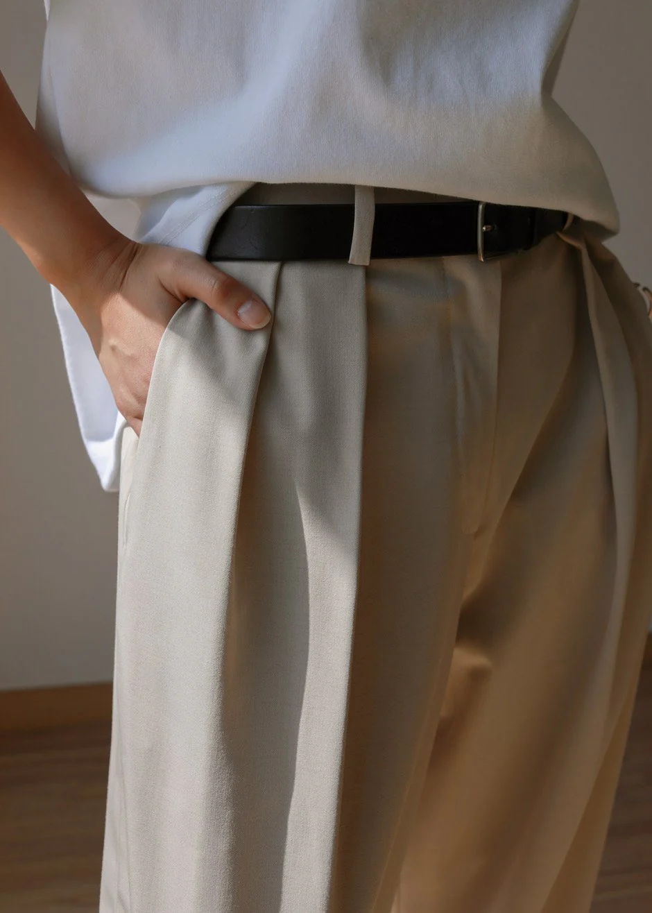 Tansy Pleated Trousers - Beige - Image 3