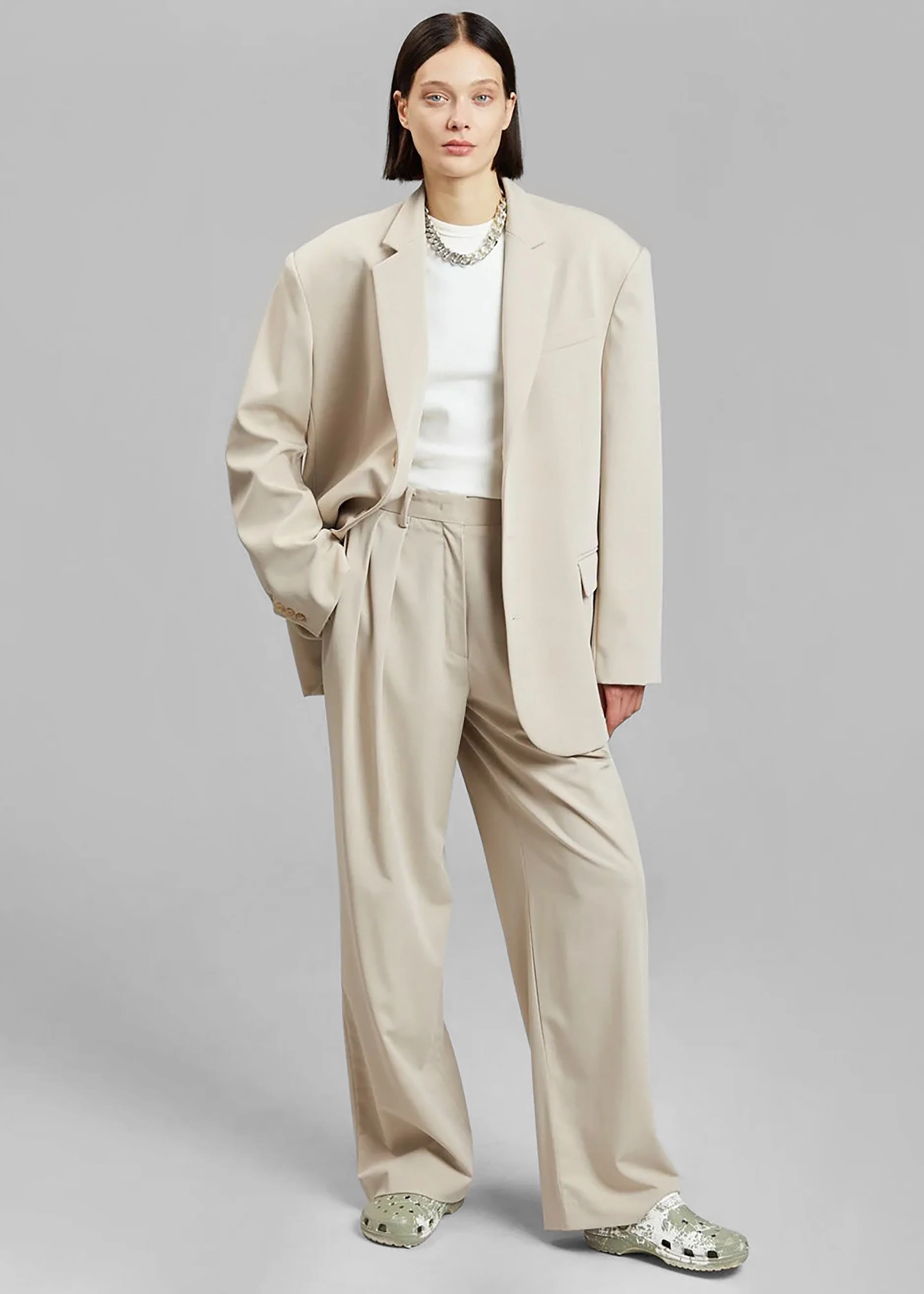 Tansy Pleated Trousers - Beige - Image 6