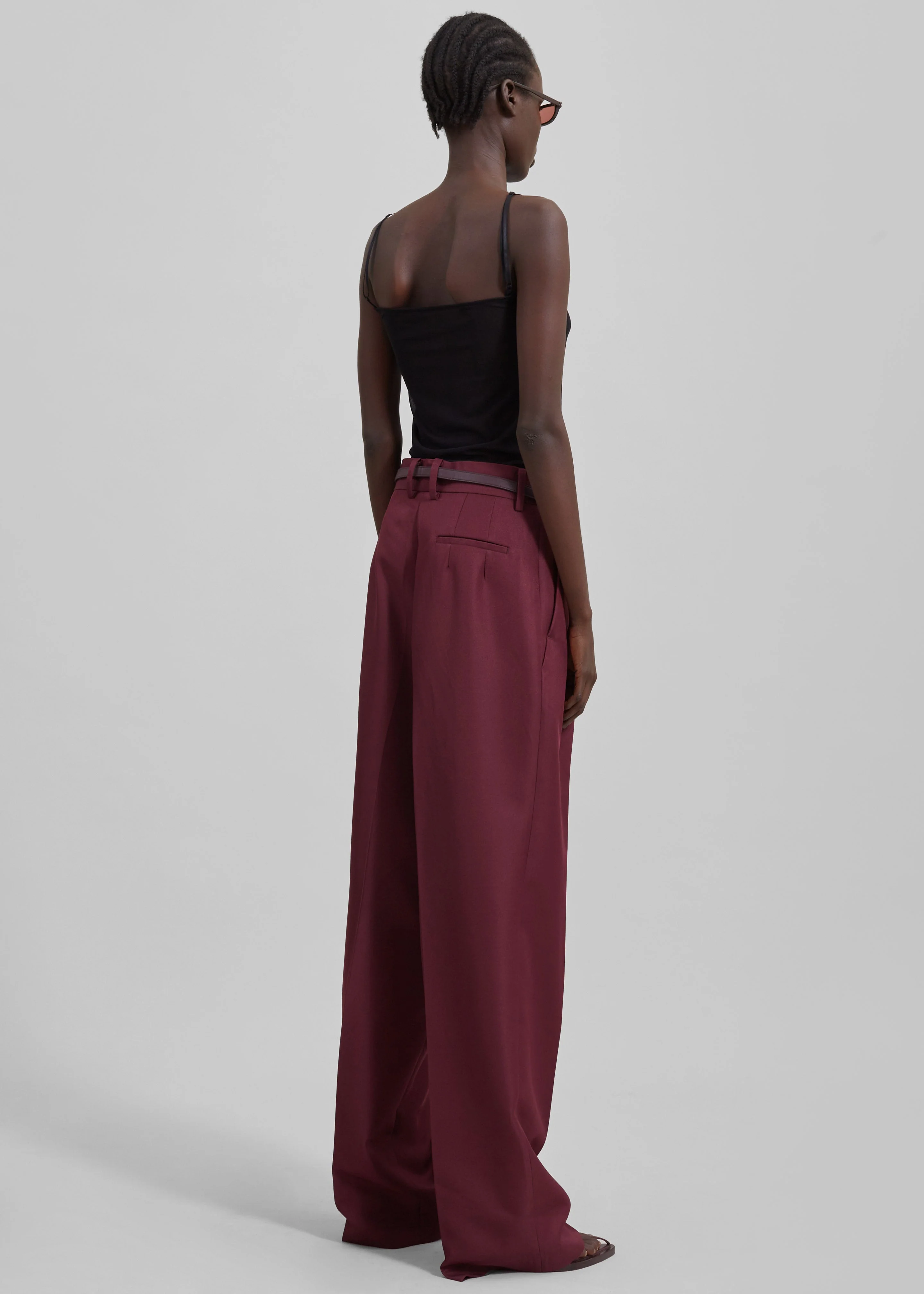 Tansy Pleated Trousers - Burgundy - Image 12