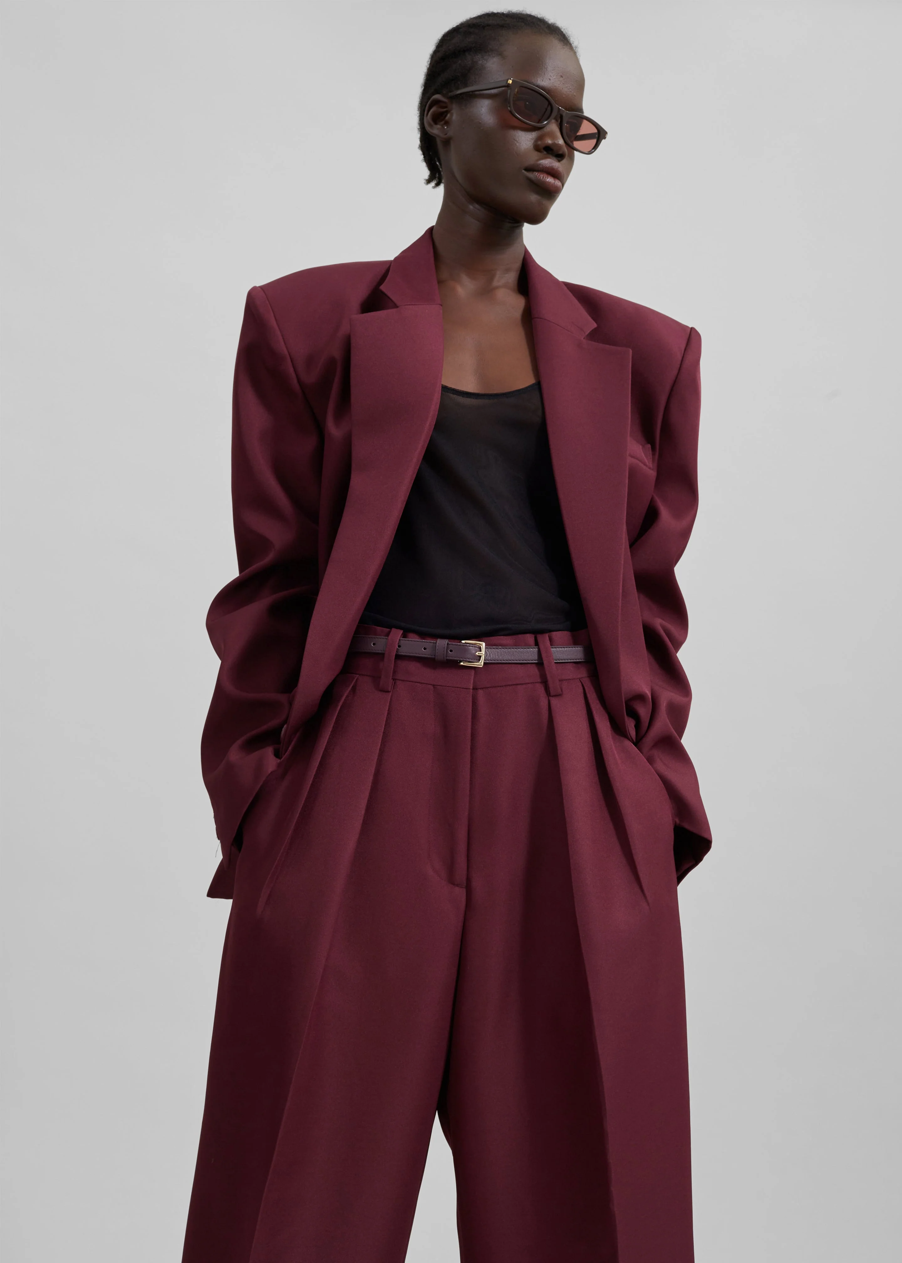 Tansy Pleated Trousers - Burgundy - Image 6