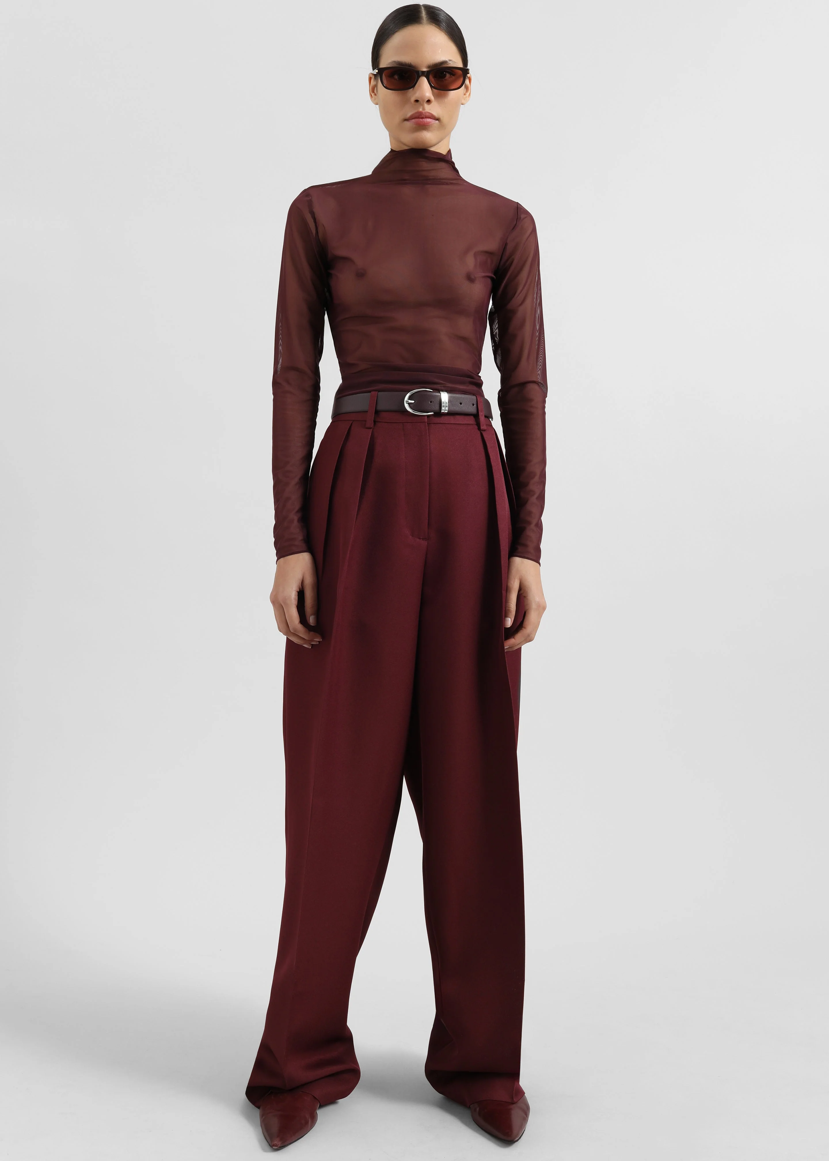 Tansy Pleated Trousers - Burgundy - Image 7