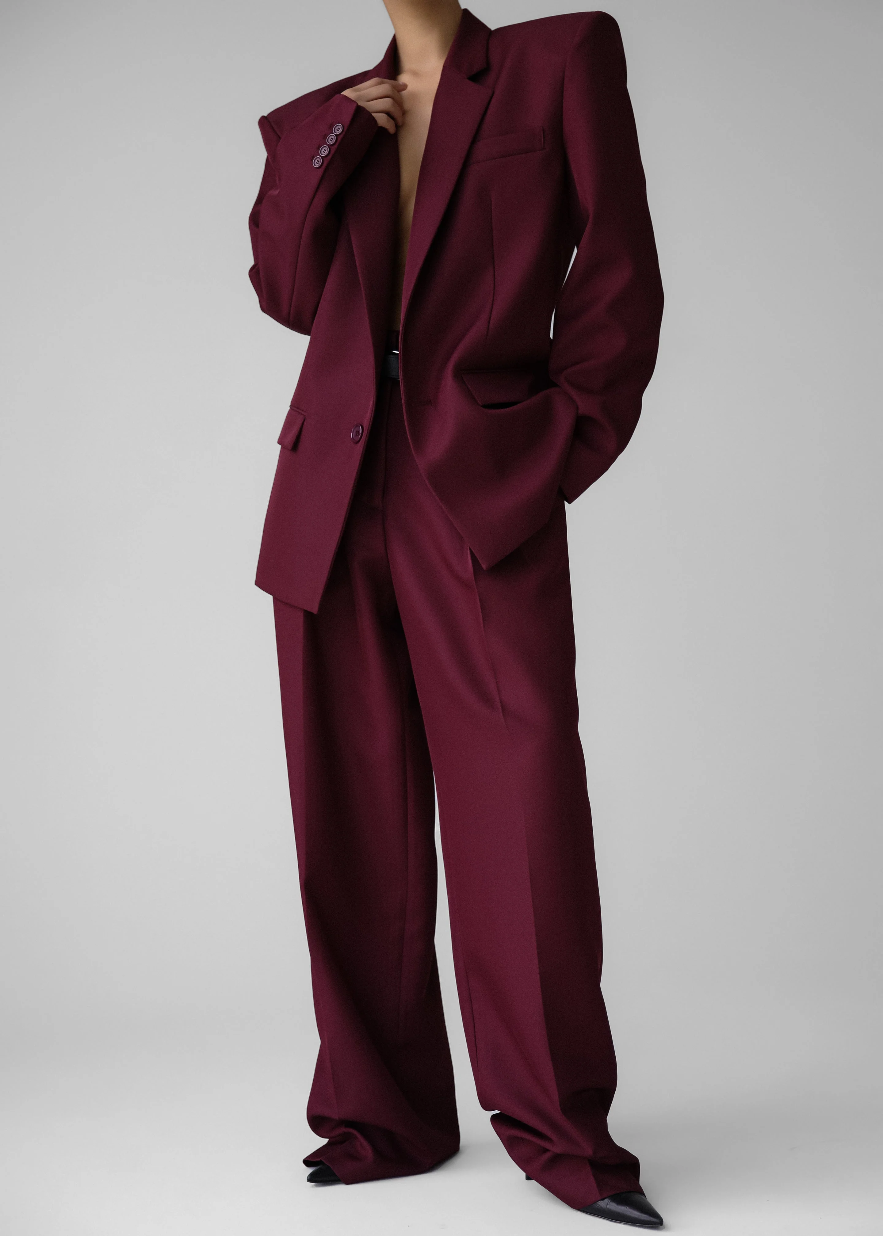 Tansy Pleated Trousers - Burgundy - Image 8