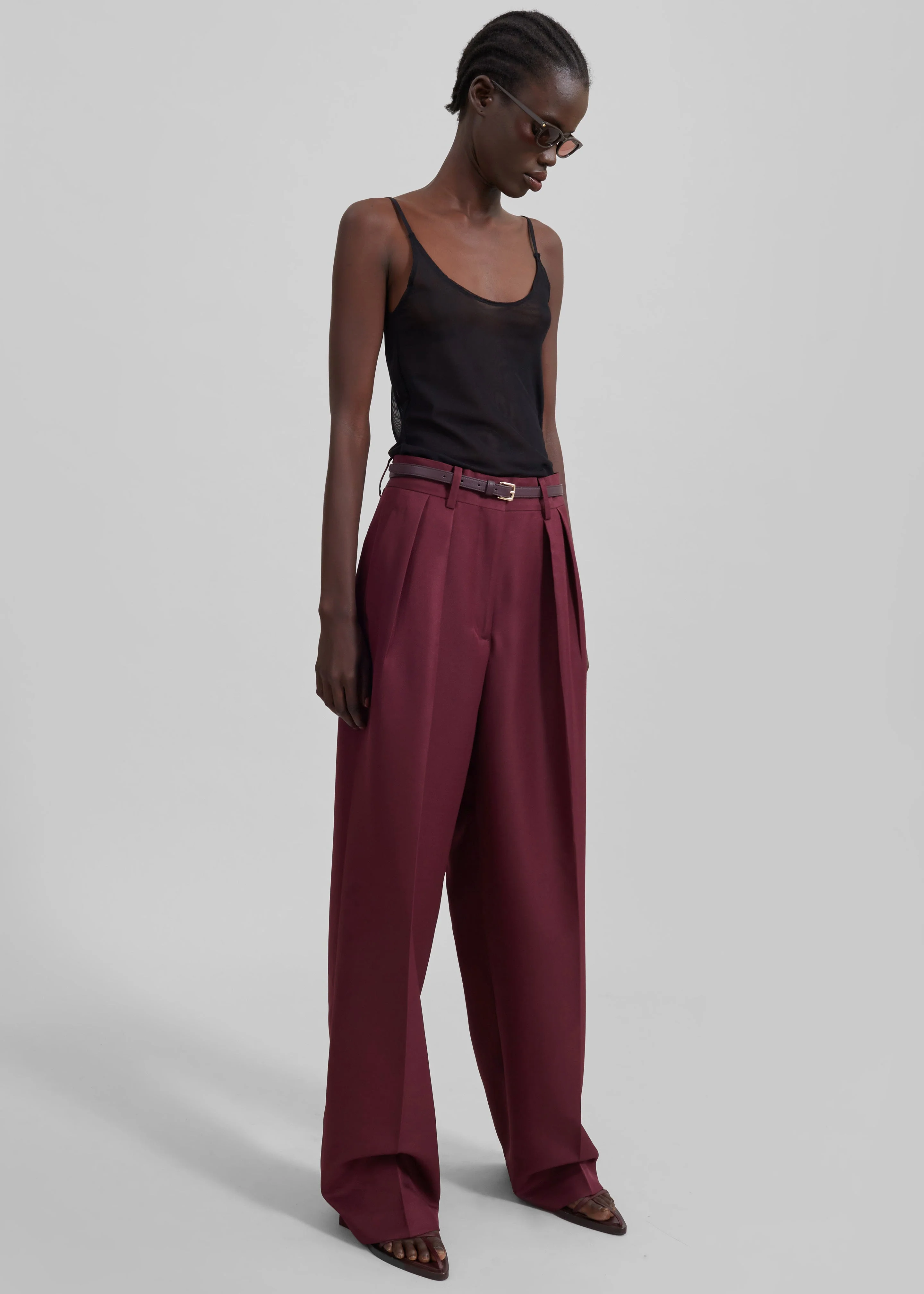 Tansy Pleated Trousers - Burgundy - Image 9