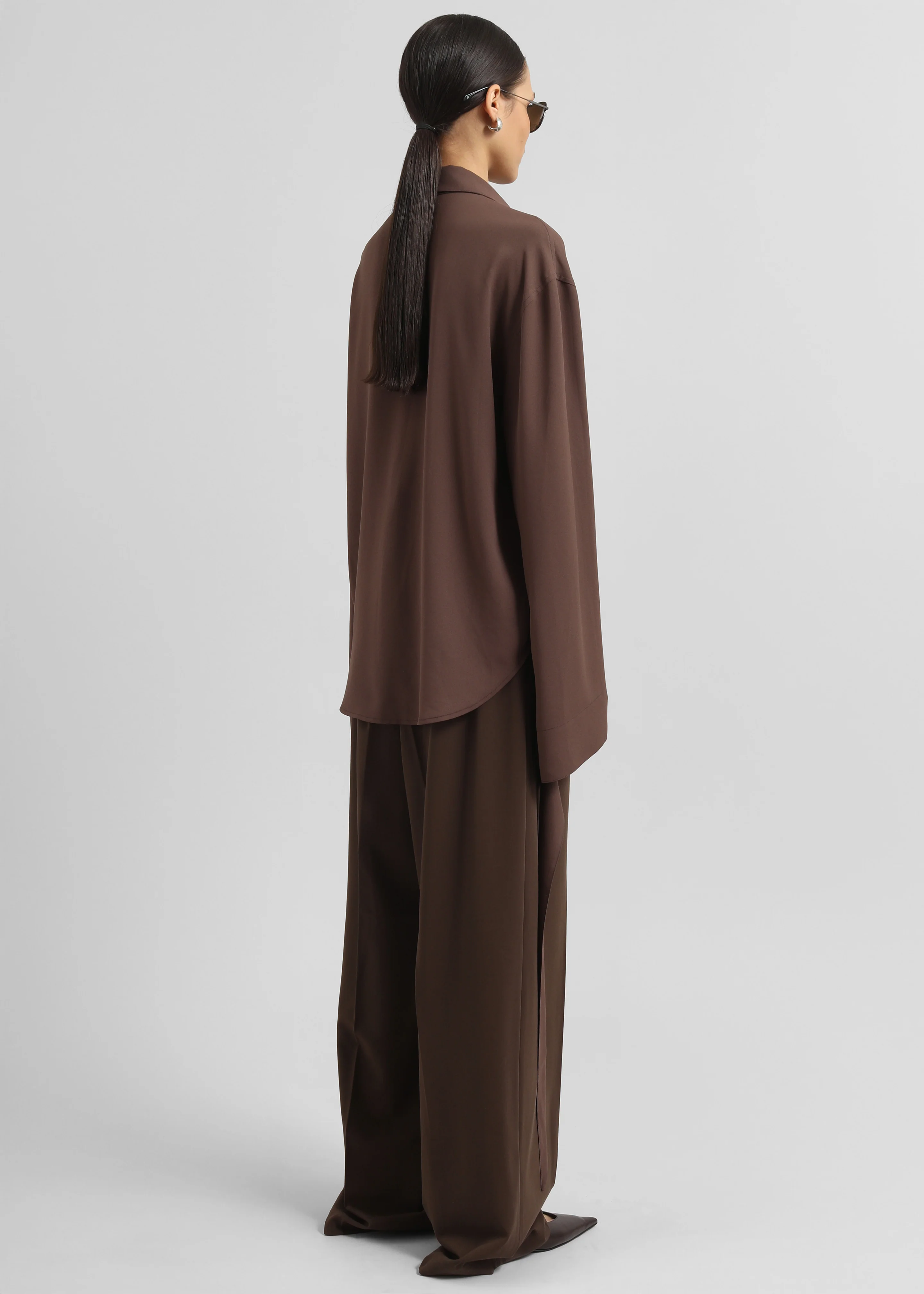 Tansy Pleated Trousers - Chocolate - Image 12