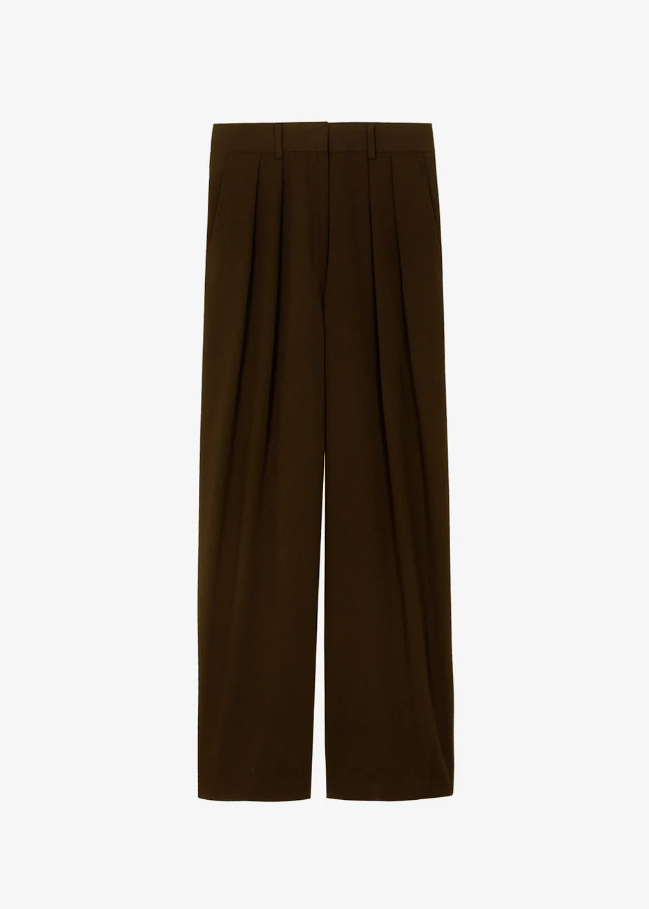 Tansy Pleated Trousers - Chocolate - Image 13