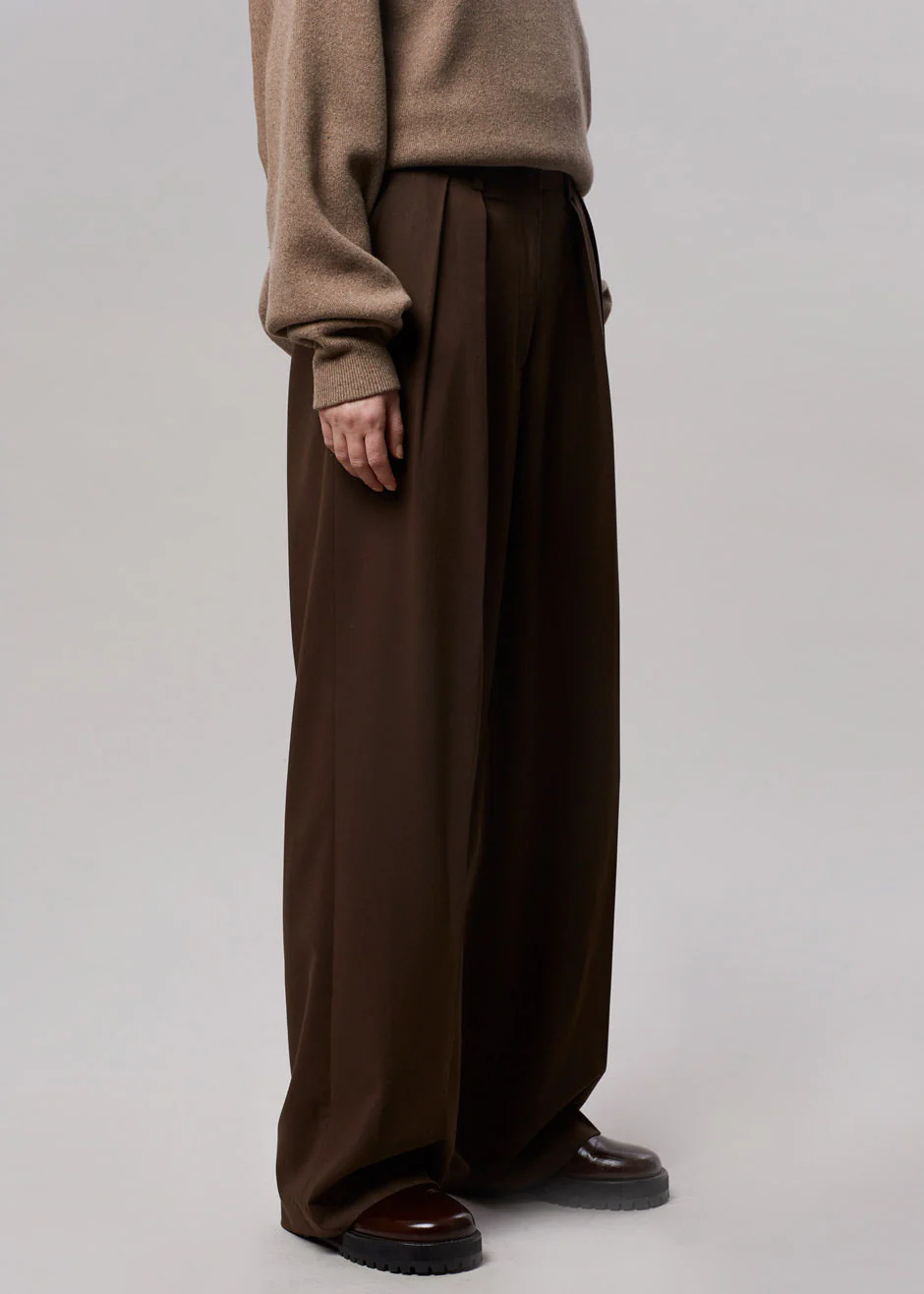 Tansy Pleated Trousers - Chocolate - Image 7