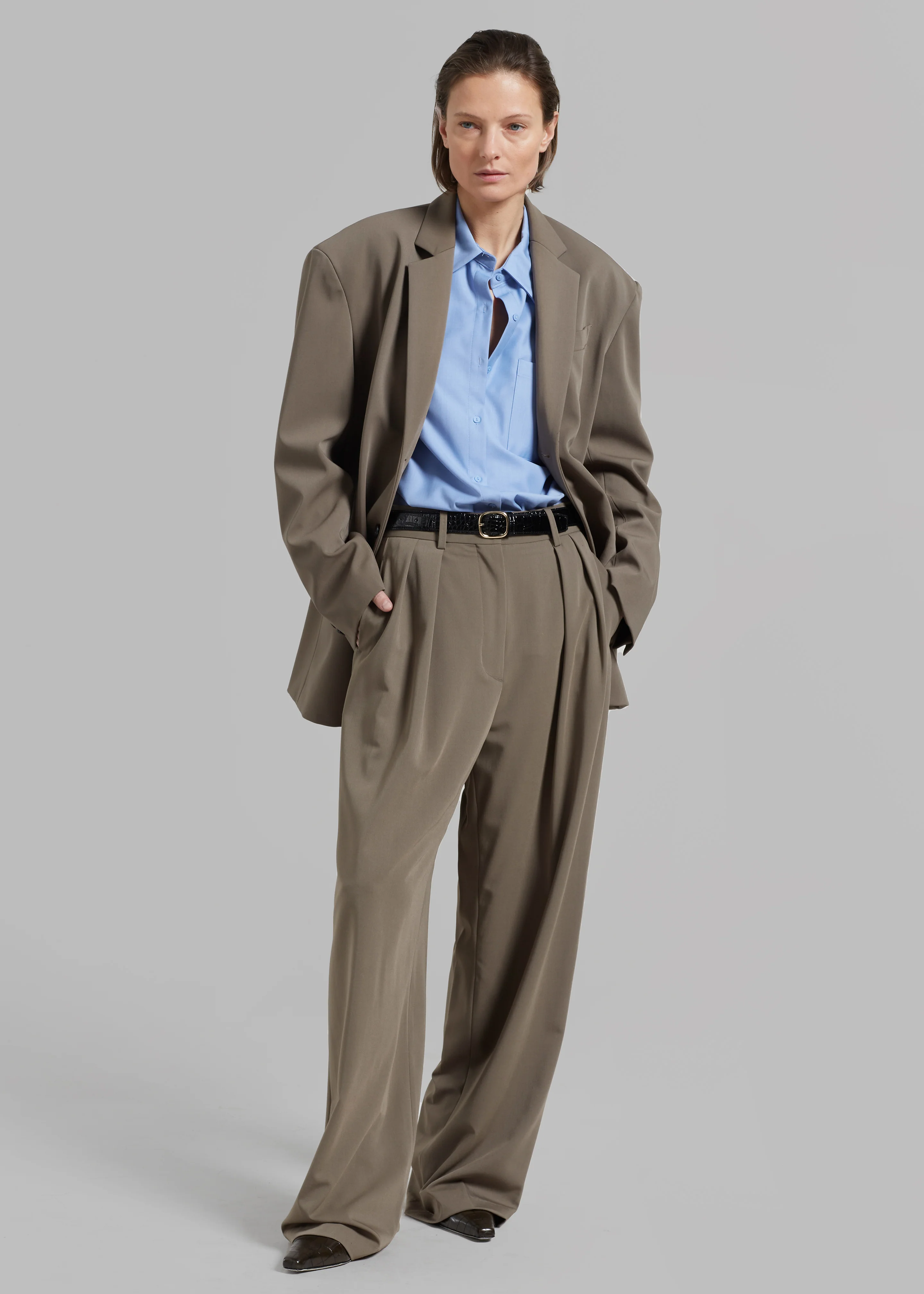 Tansy Pleated Trousers - Olive - Image 10