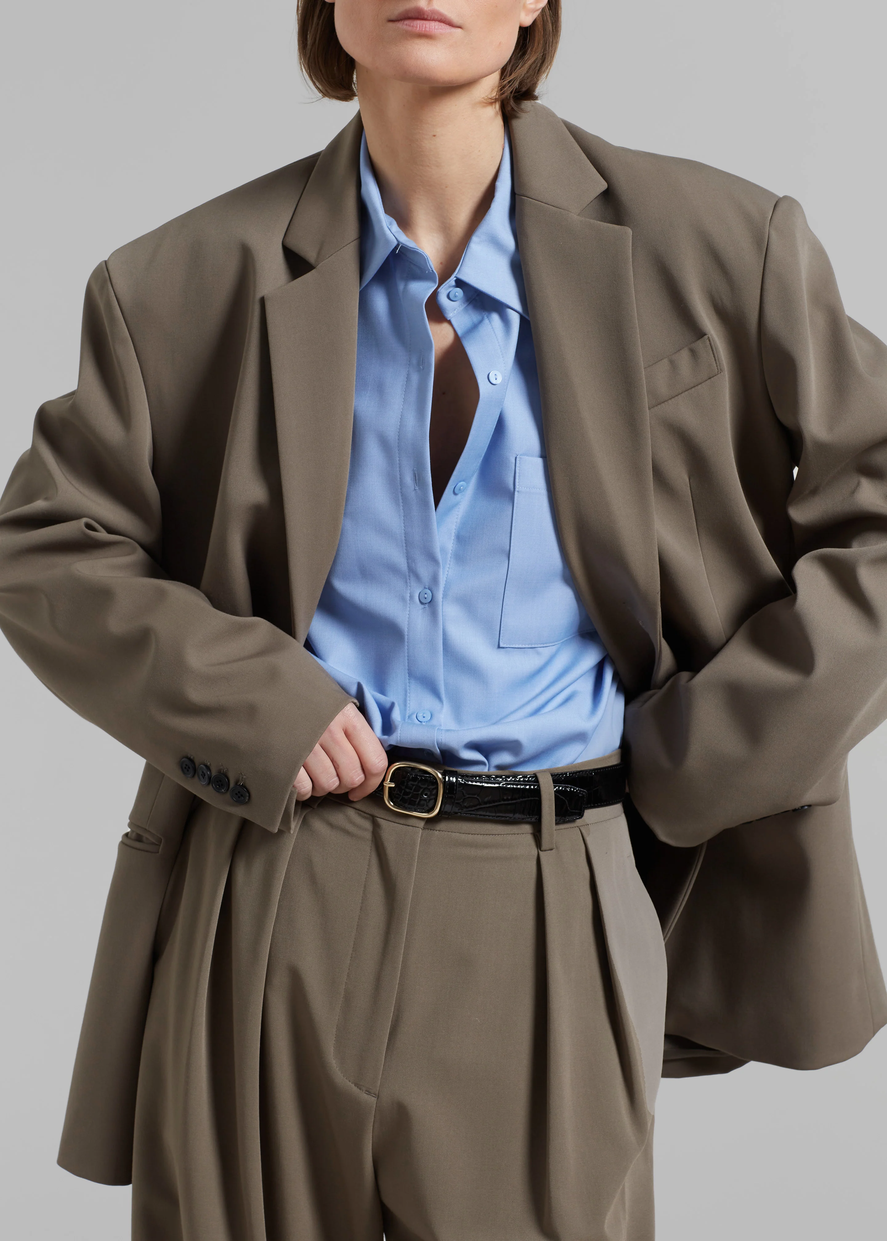 Tansy Pleated Trousers - Olive - Image 3
