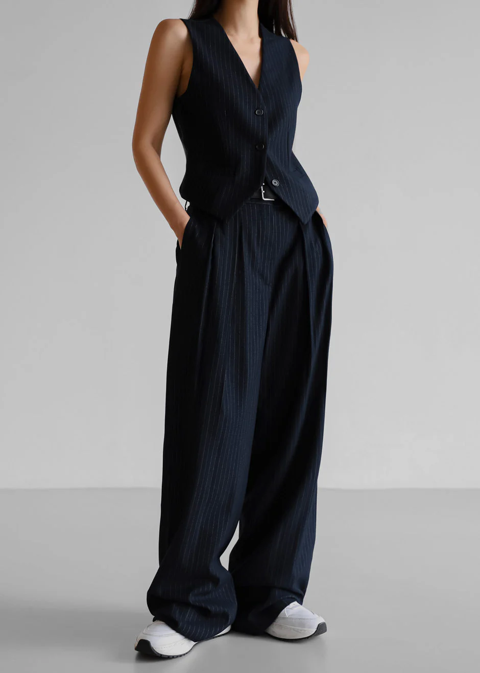 Tansy Tailored Vest - Navy Pinstripe - Image 10